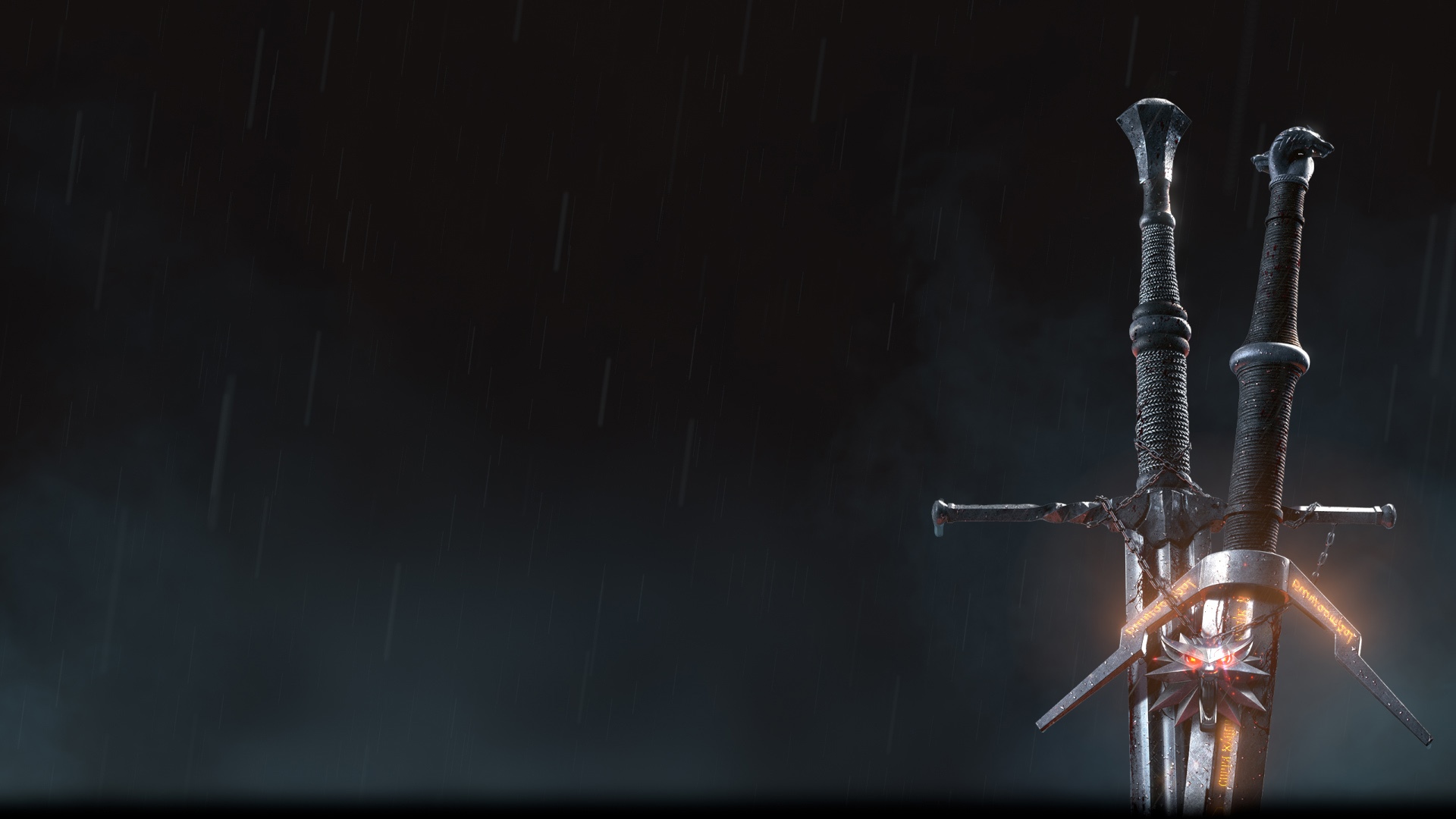 The Witcher 3: Wild Hunt swords in the rain HD Wallpaper