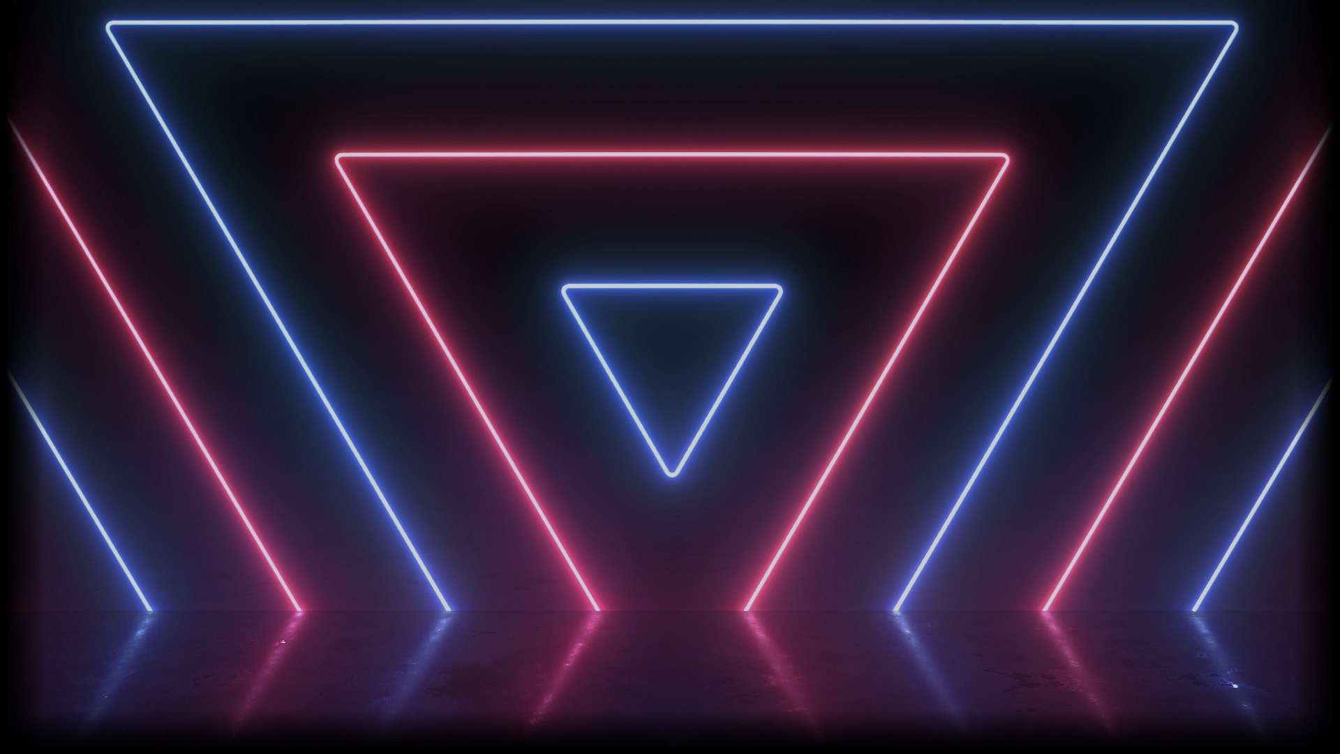 Neon triangles with blue and red glowing lines HD Wallpaper