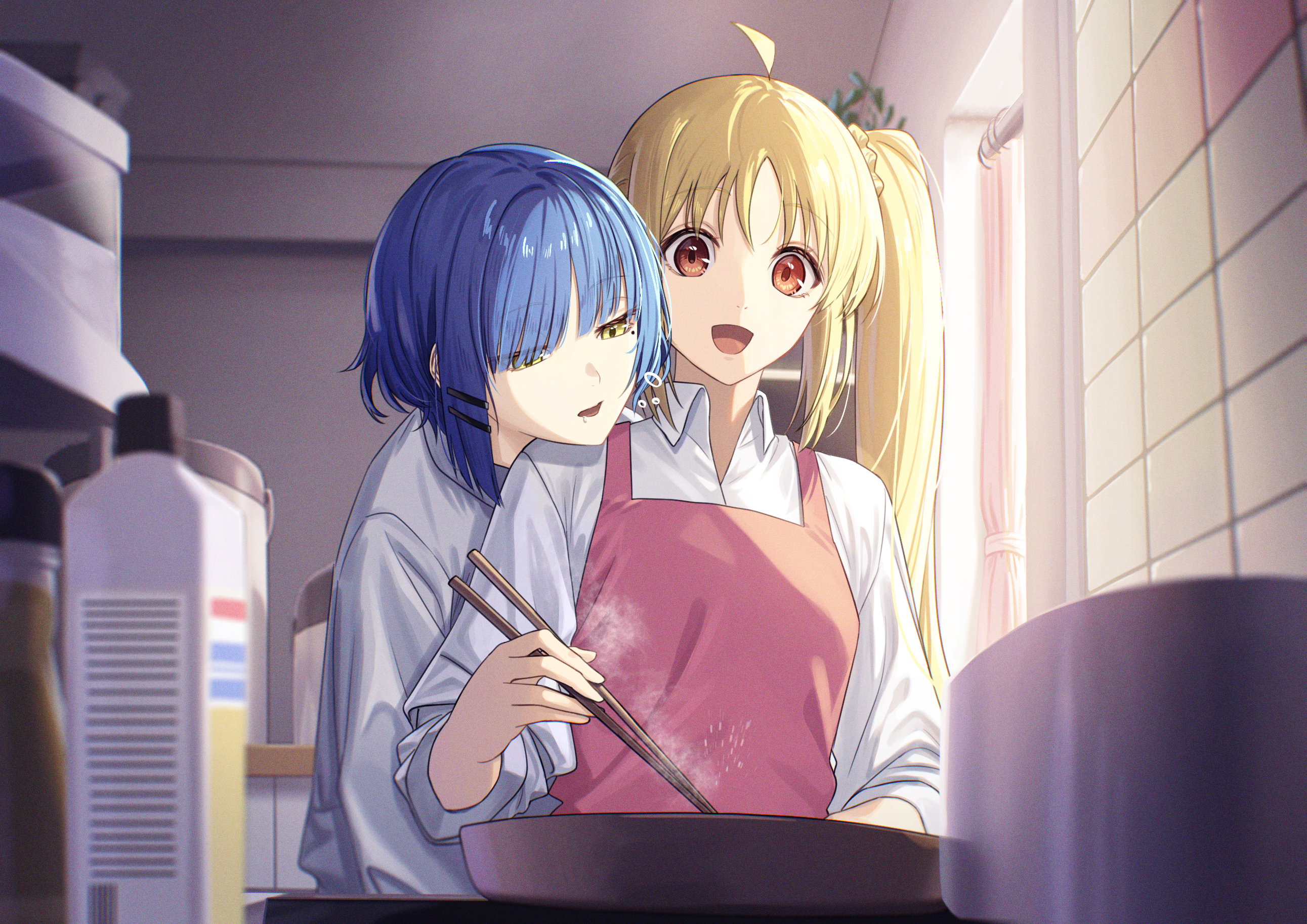 Ryo Yamada and Nijika Ijichi cooking HD Wallpaper
