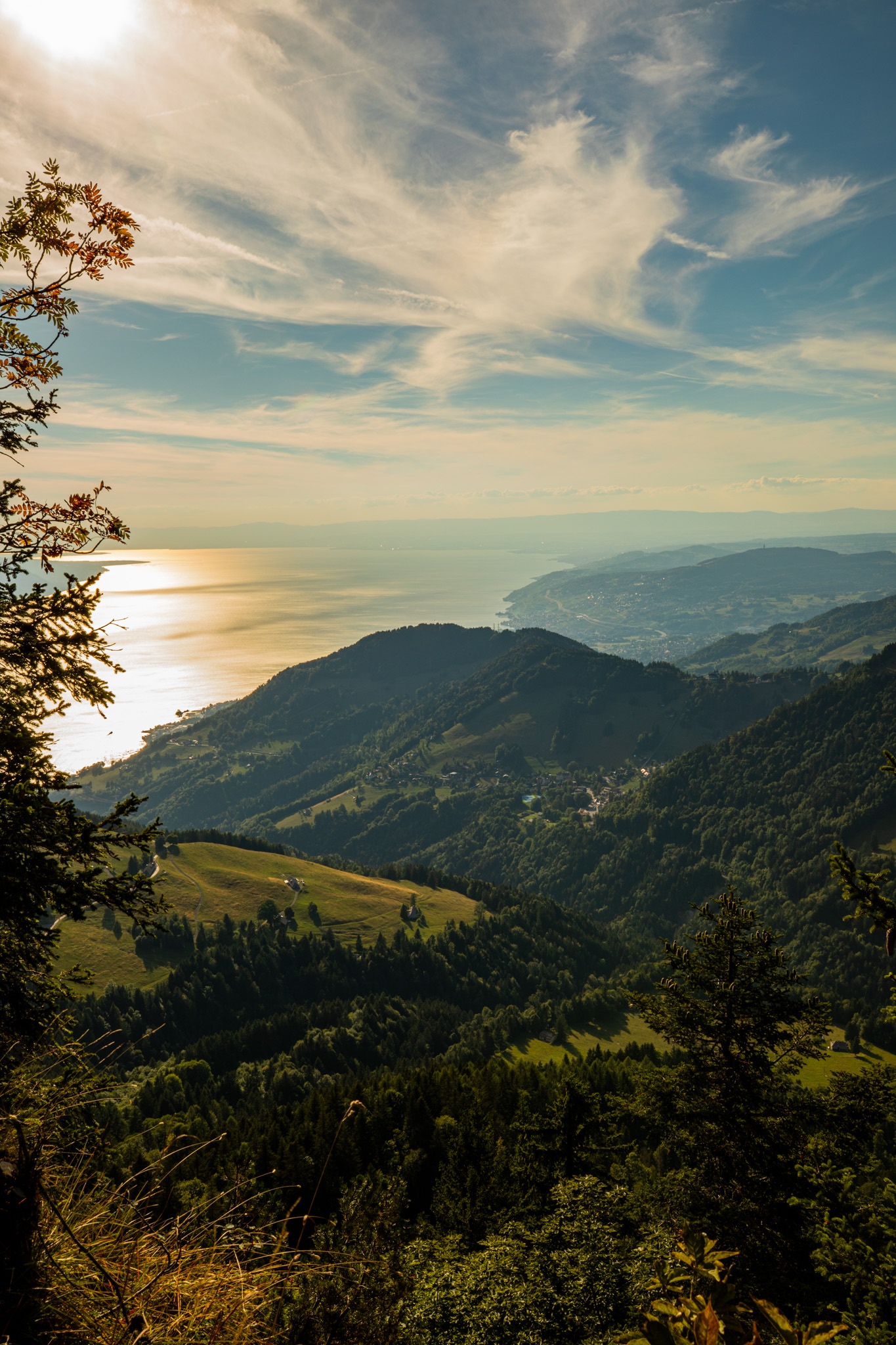 Scenic mountain landscape overlooking a lake and valley HD Phone Wallpaper