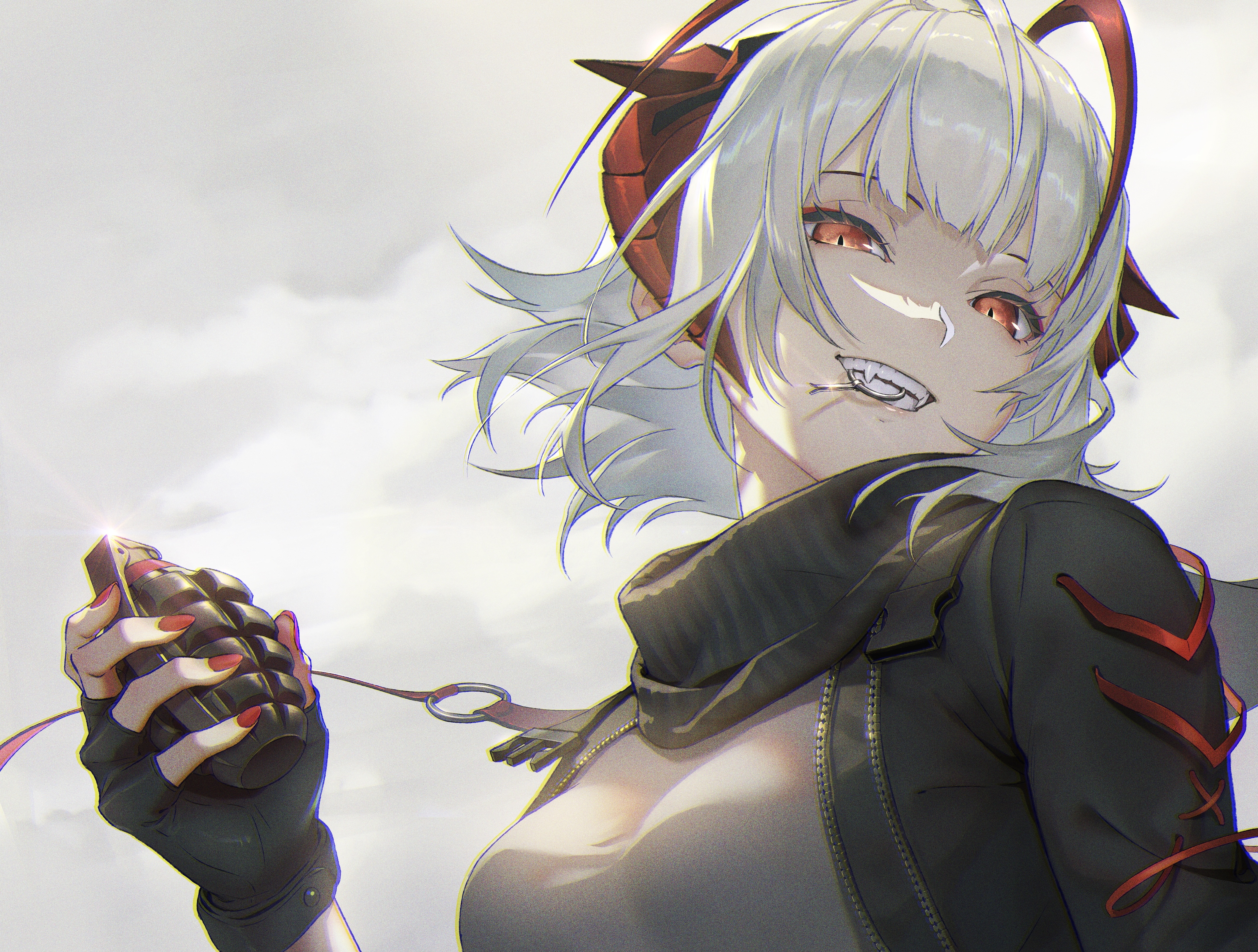 4K Arknights W holding a grenade HD Wallpaper