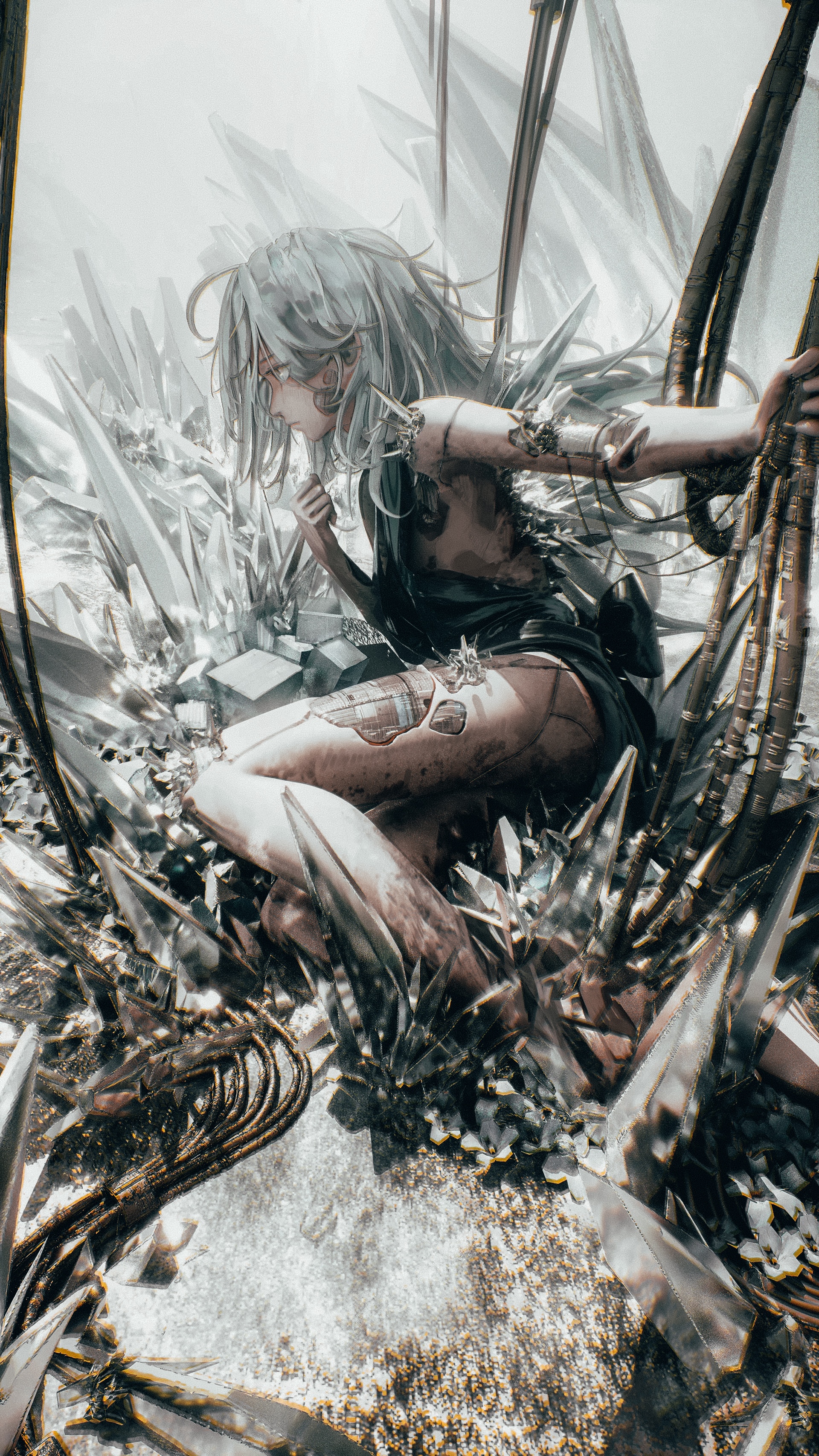 Vivy: Fluorite Eye’s Song robotic character in crystals HD Phone Wallpaper