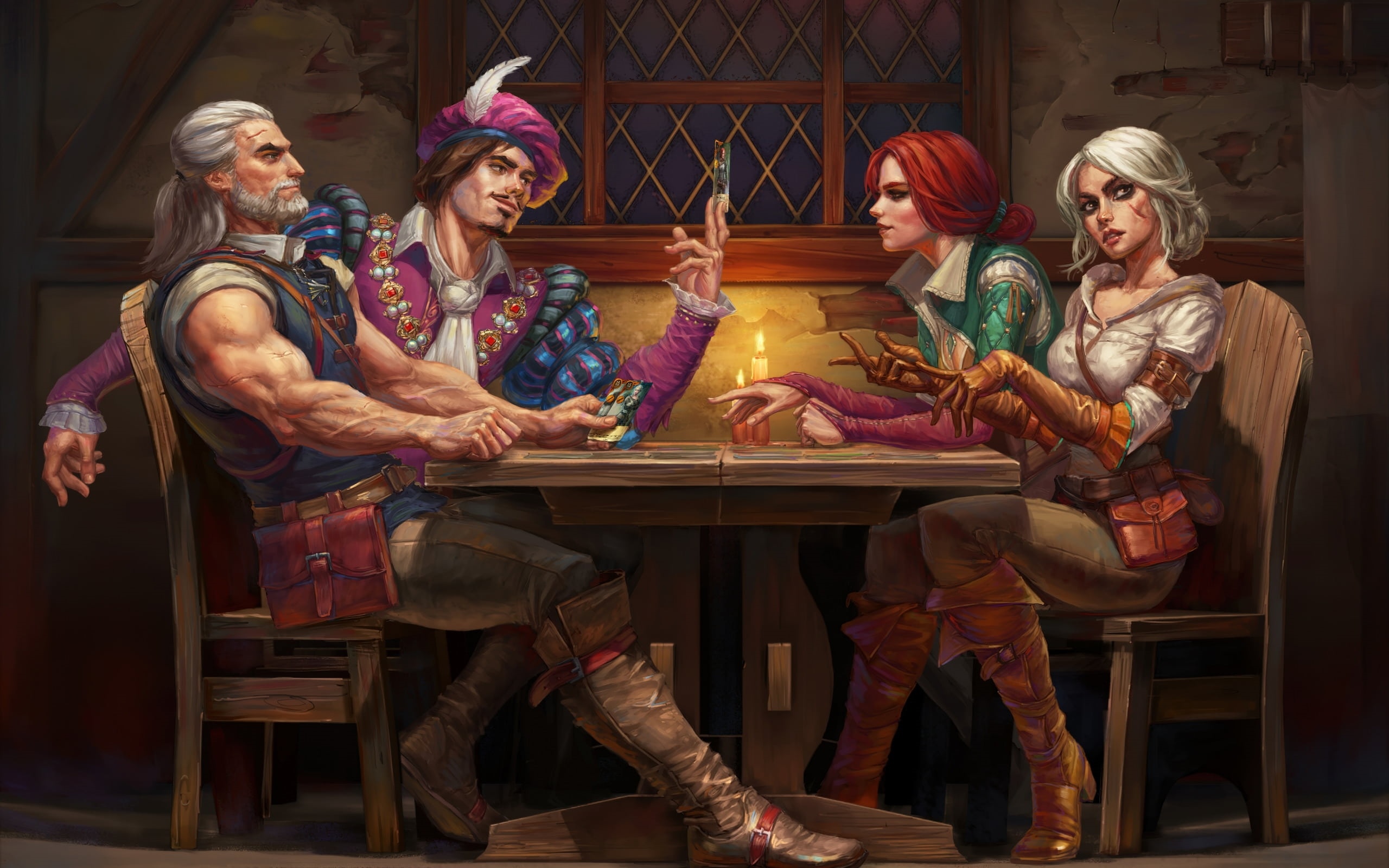 The Witcher 3: Wild Hunt characters playing Gwent HD Wallpaper