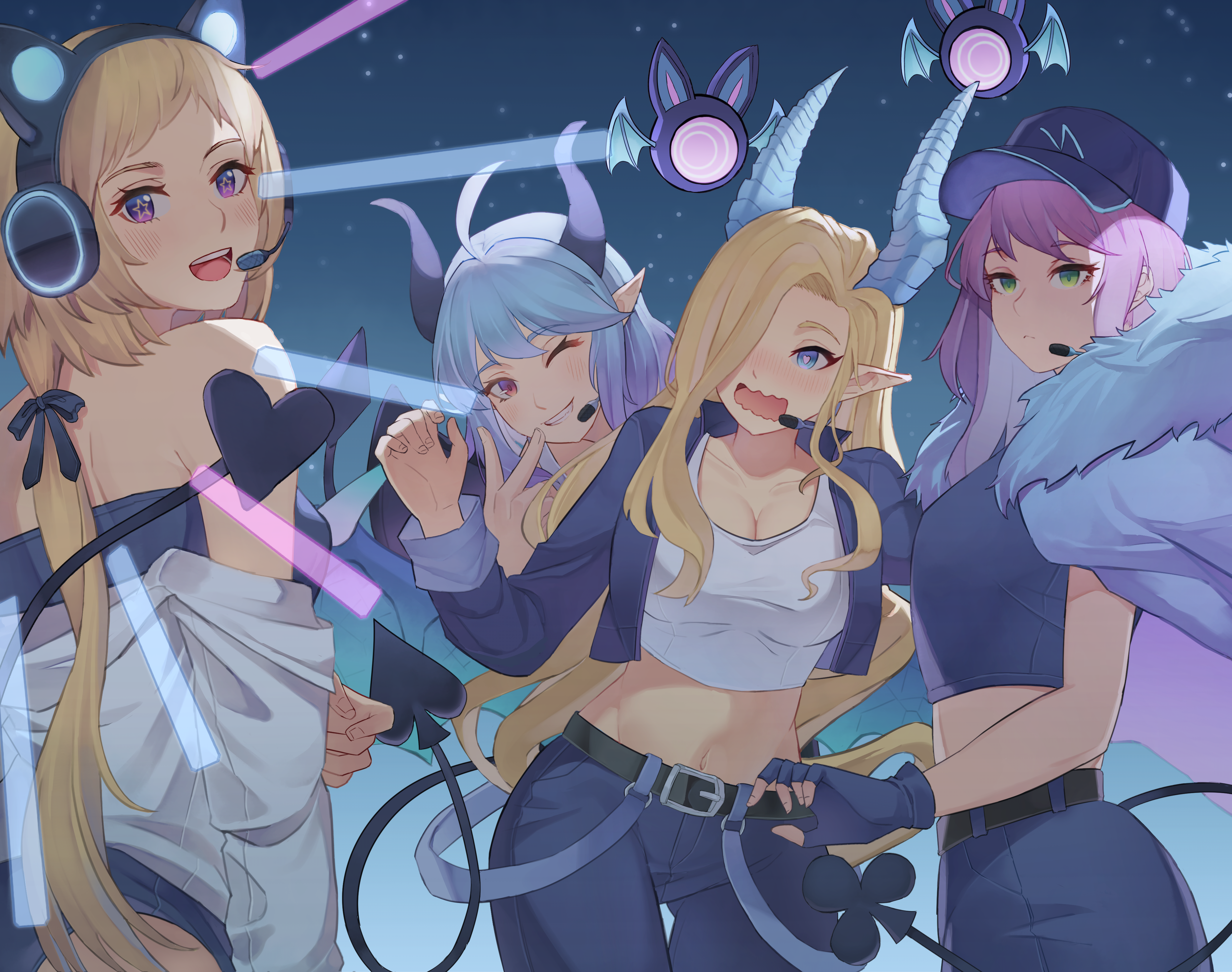 4K Guardian Tales singers with horns and headphones HD Wallpaper