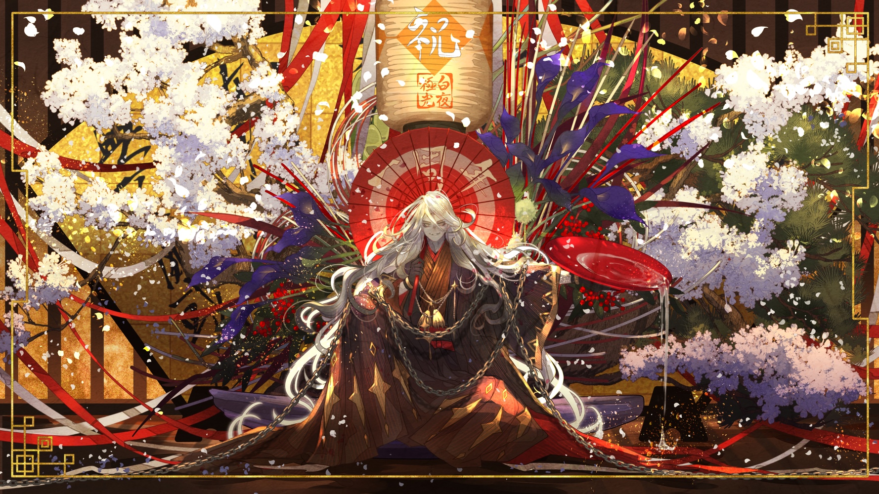 Charon with chains and cherry blossoms HD Wallpaper