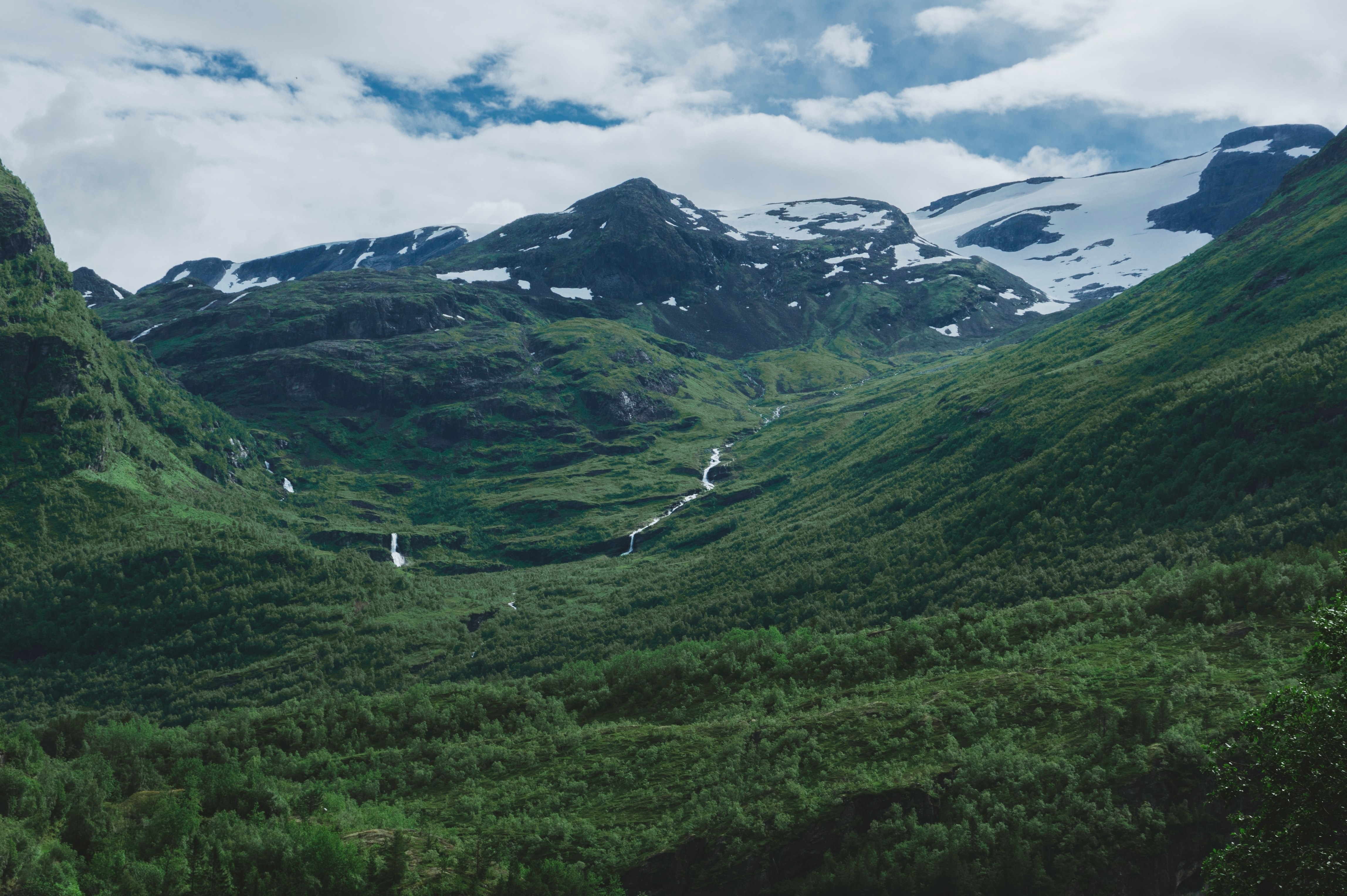 4K mountains and valley with snow HD Wallpaper