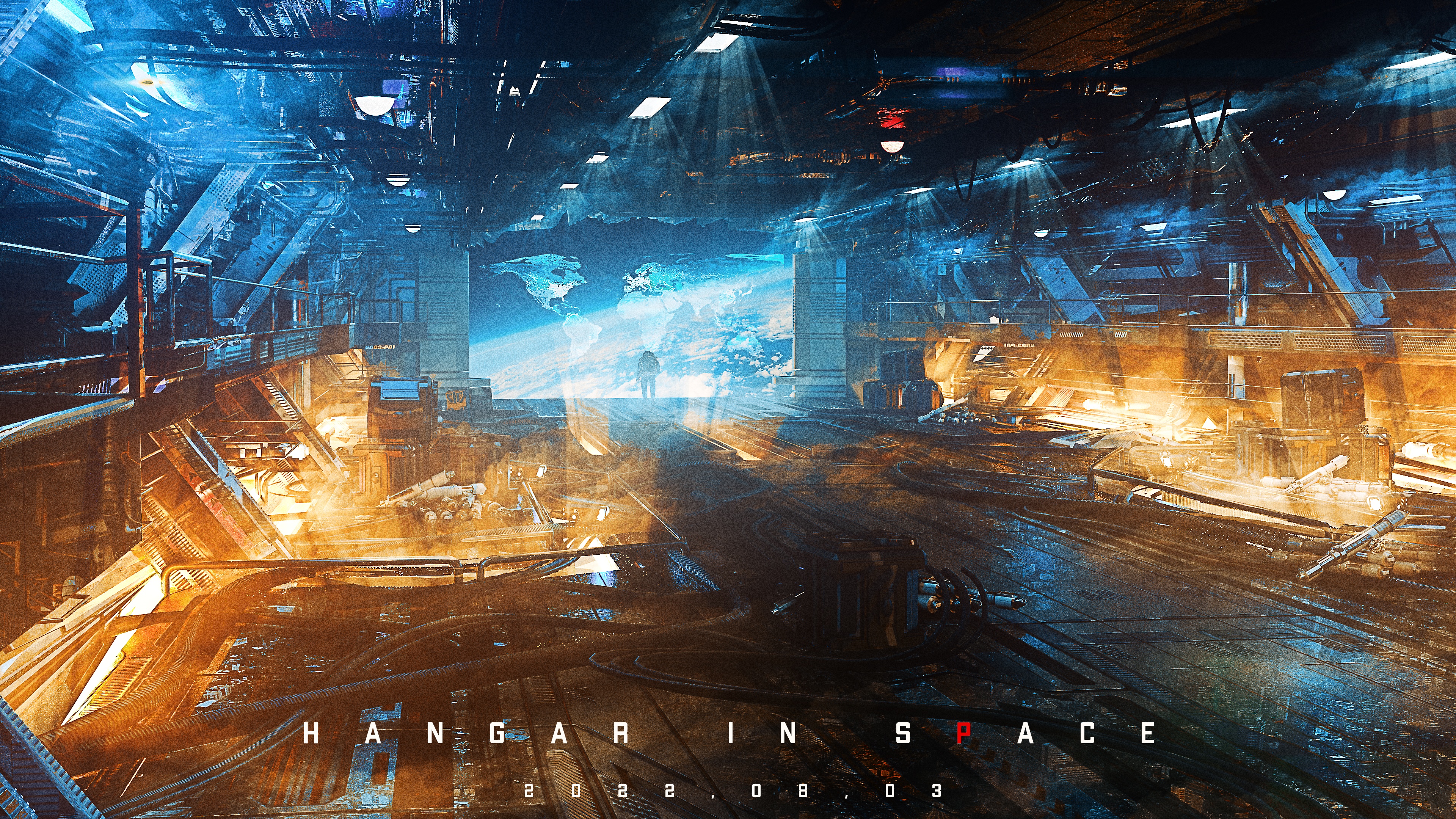 Hangar in Space Concept Art HD Wallpaper