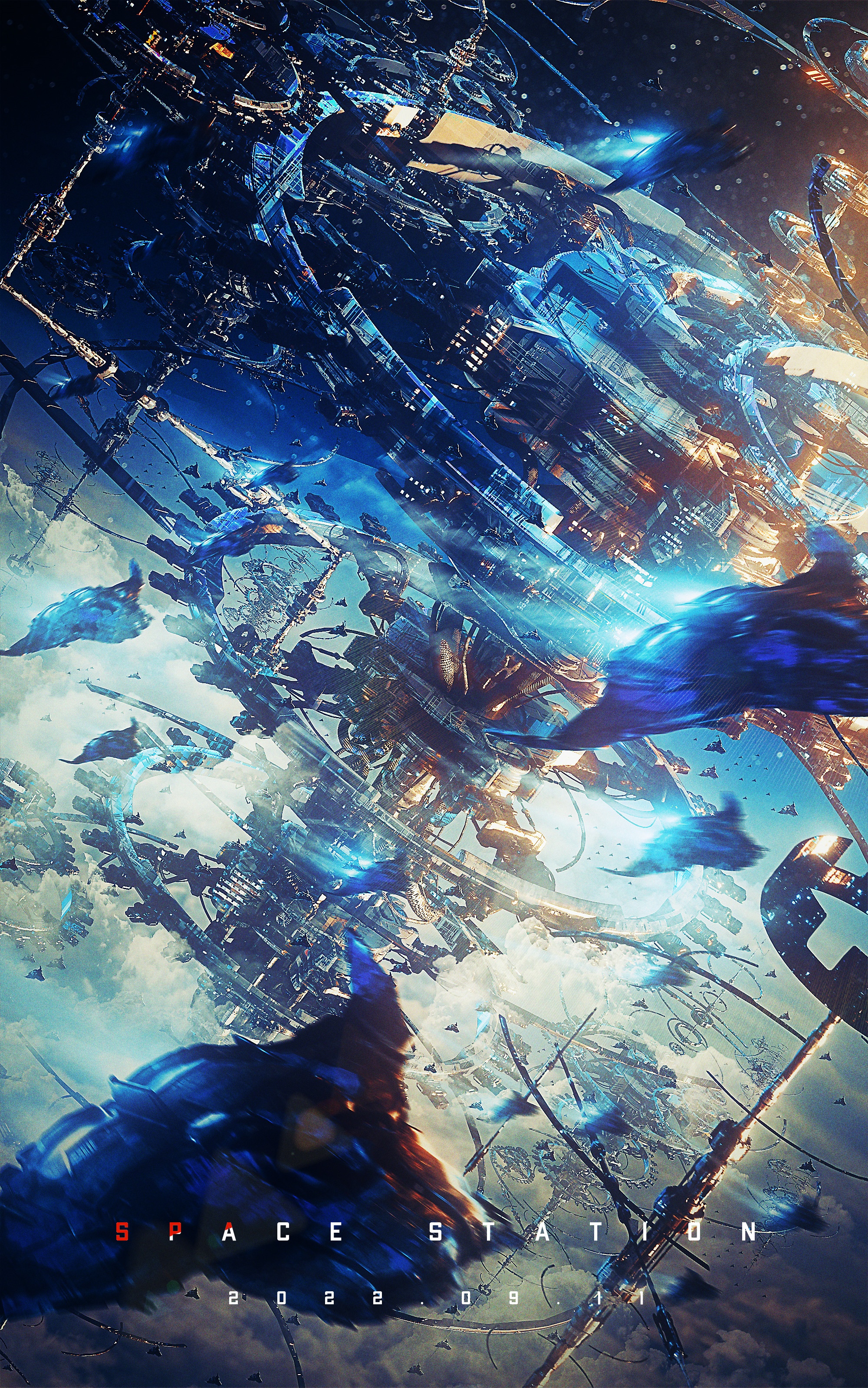 Futuristic Space Station Concept Art HD Phone Wallpaper