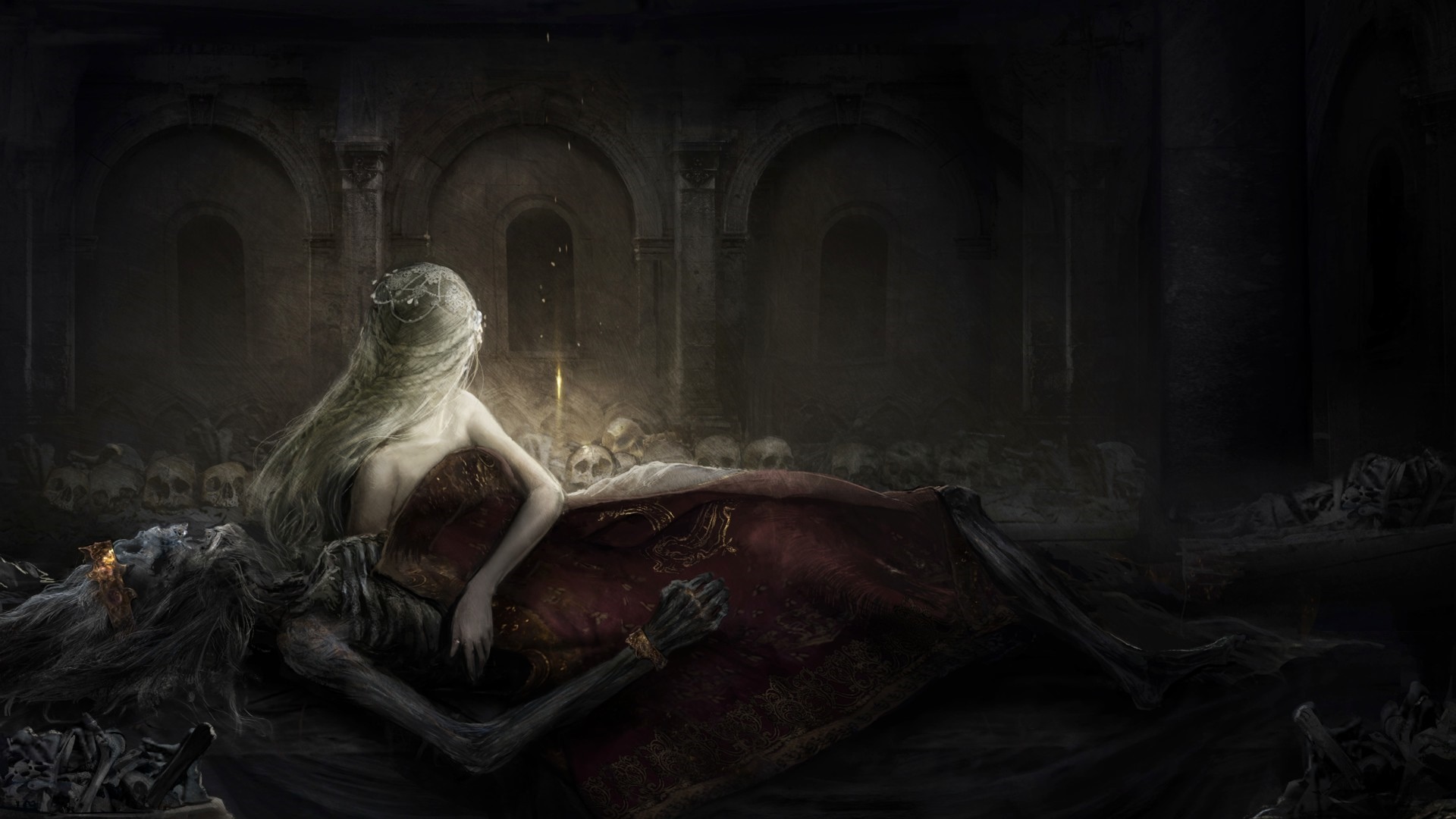 Elden Ring: Melina and the Tarnished in a crypt HD Wallpaper