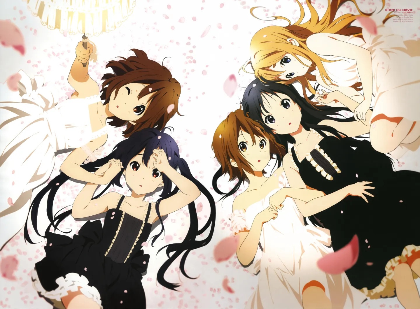 K-ON! The Movie: Four girls lying down with petals HD Wallpaper