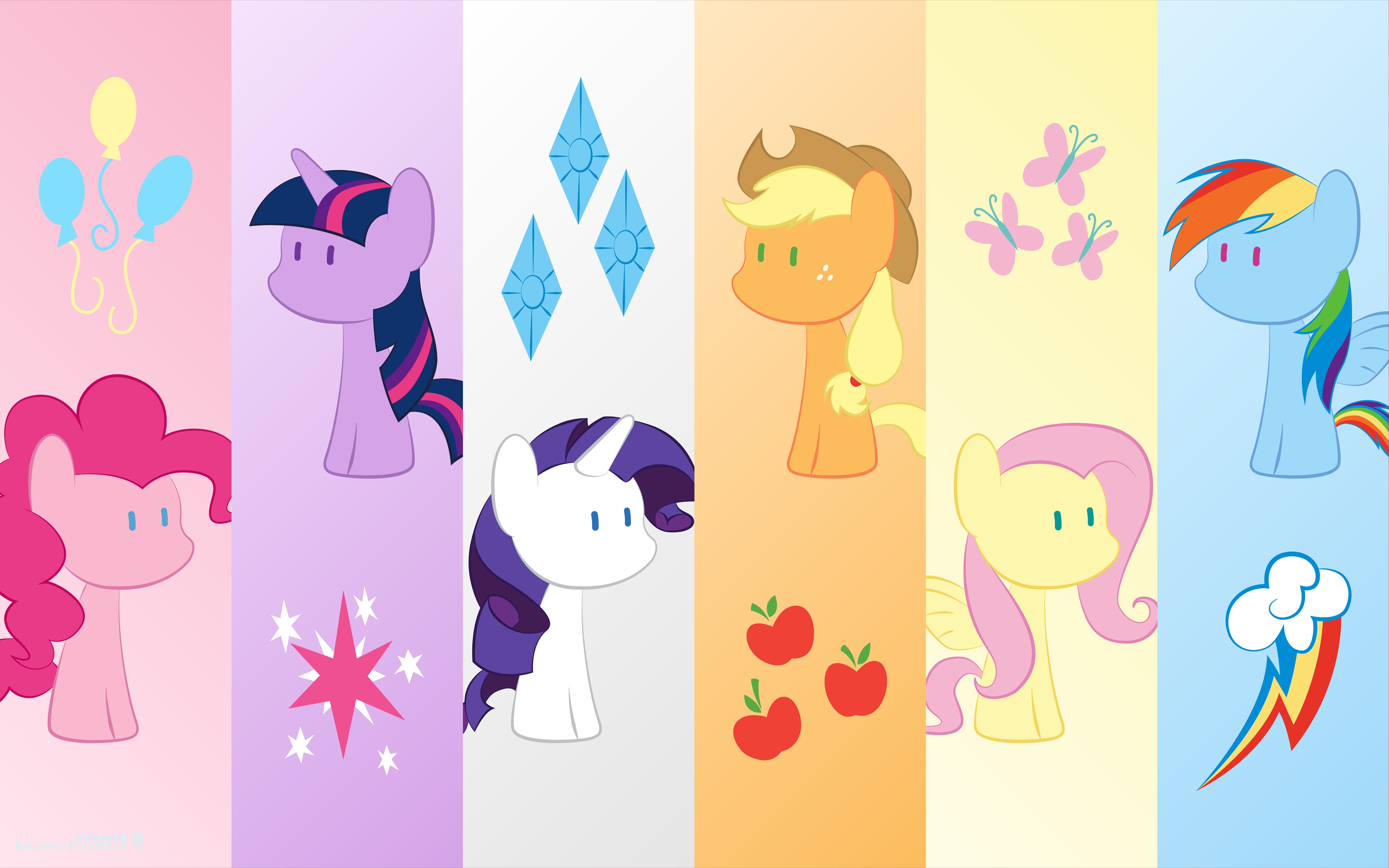 My Little Pony characters in vertical panels HD Wallpaper