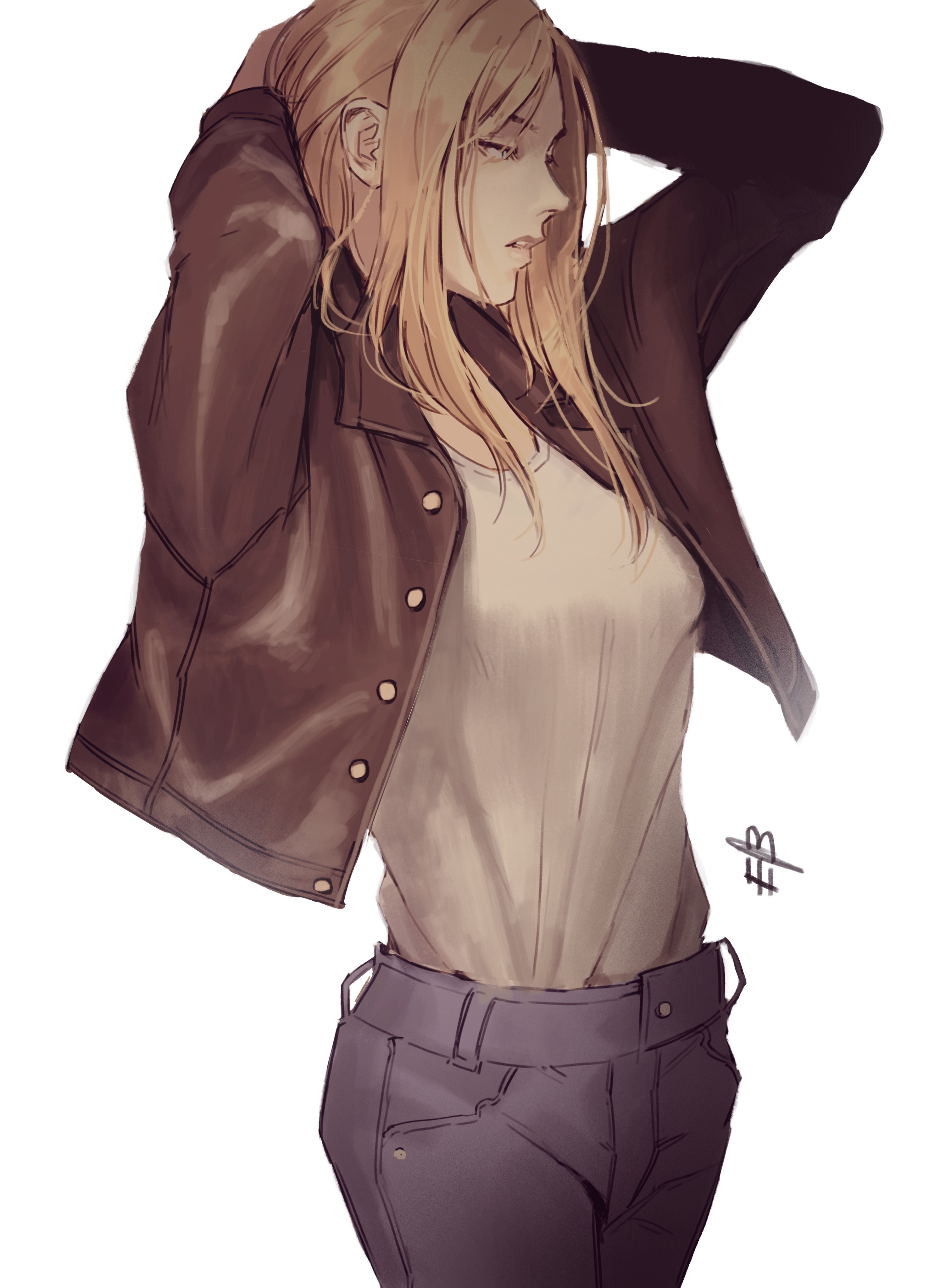 Aya Brea from Parasite Eve in a leather jacket and jeans HD Phone Wallpaper