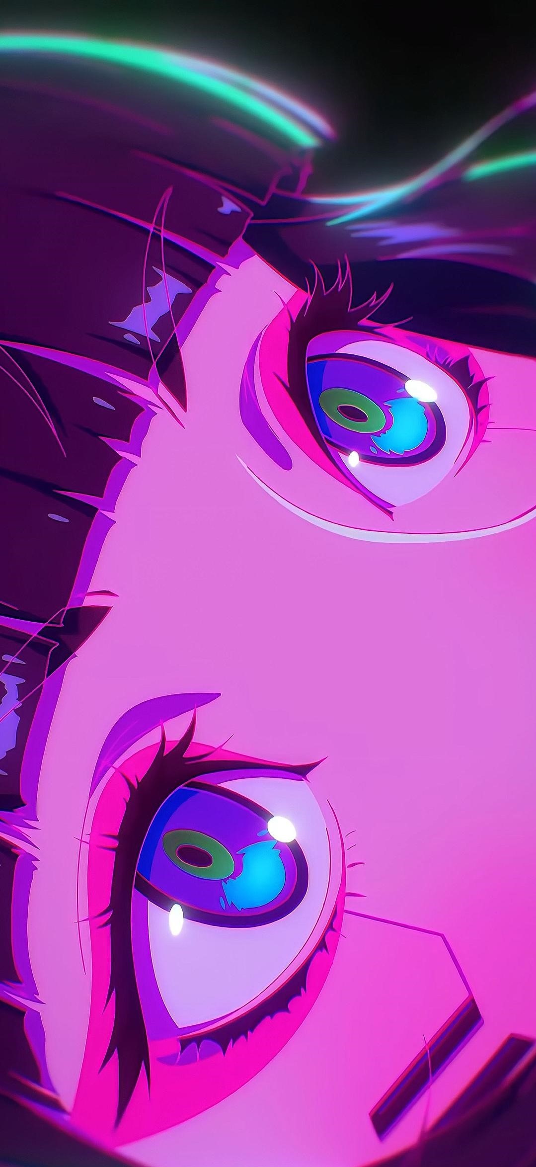 Cyberpunk anime eyes with neon glow HD Phone Wallpaper