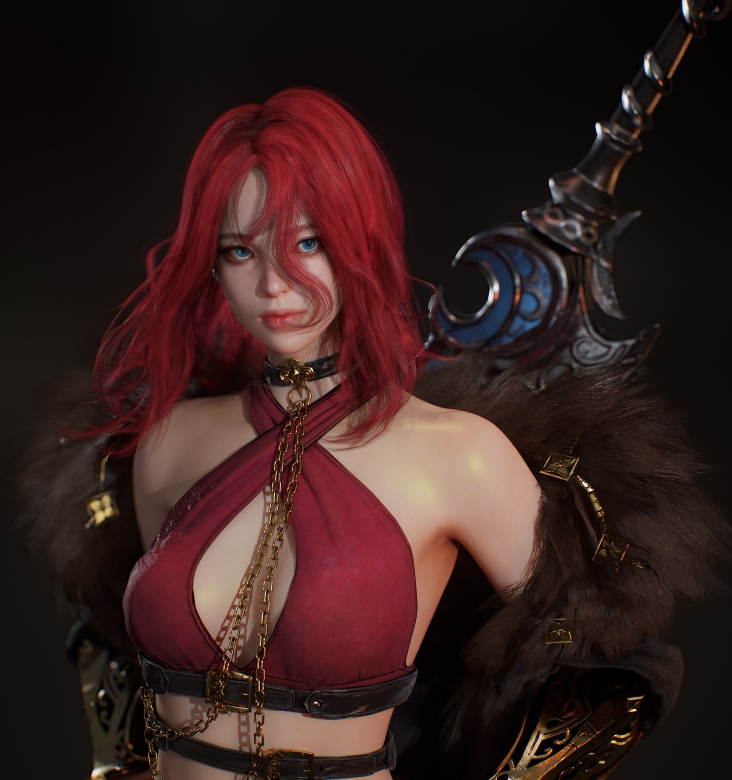 Redhead warrior with a large sword HD Wallpaper