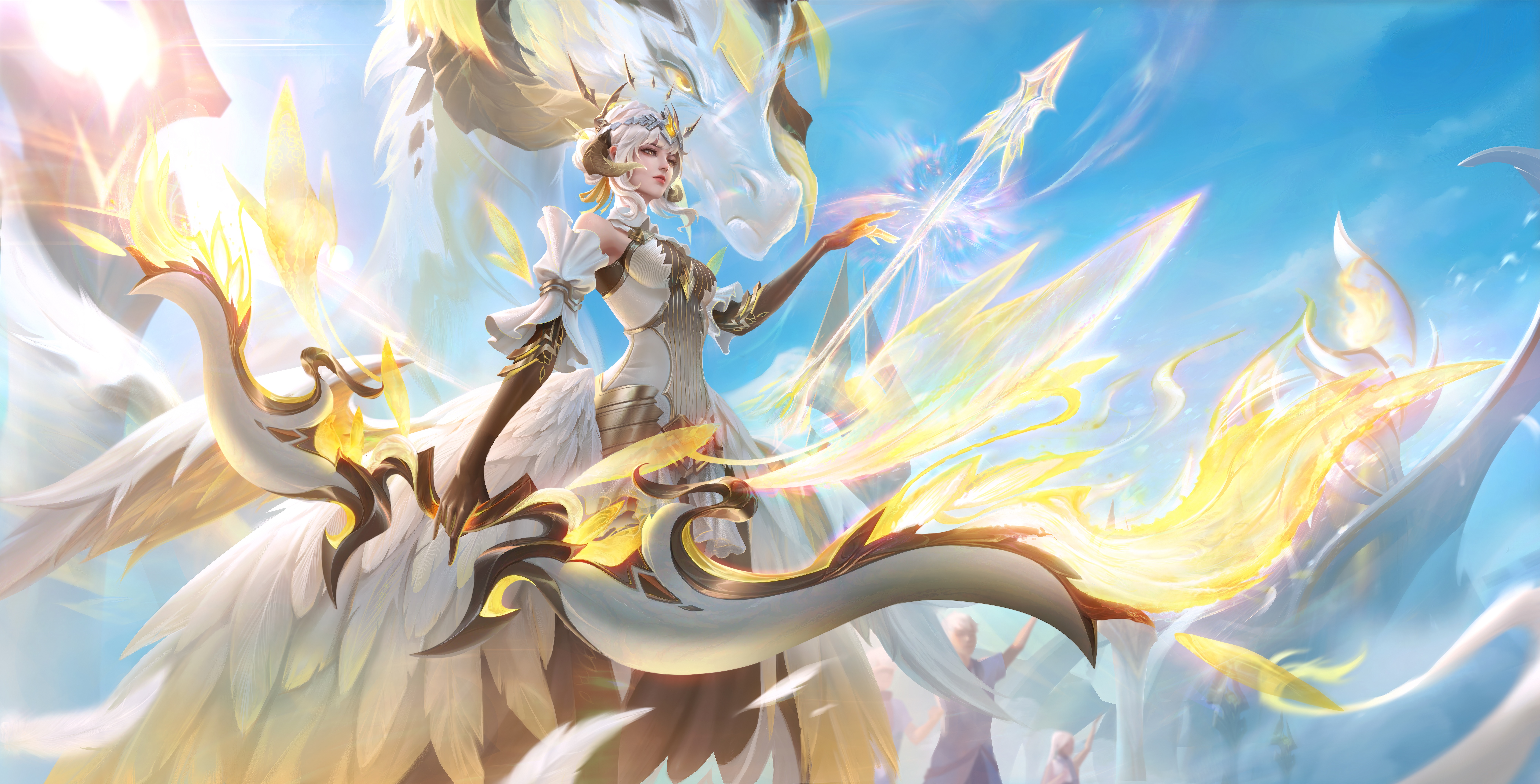 4K Honor of Kings: Angelic Warrior with Dragon HD Wallpaper