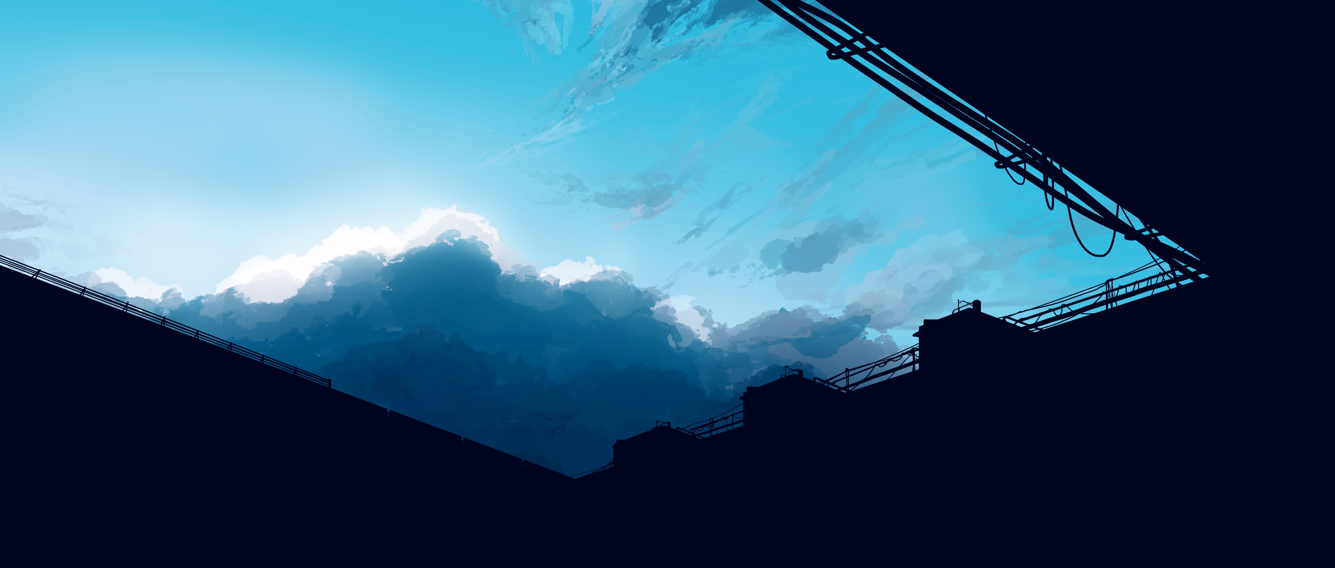 4K wide screen clouds and architecture HD Wallpaper