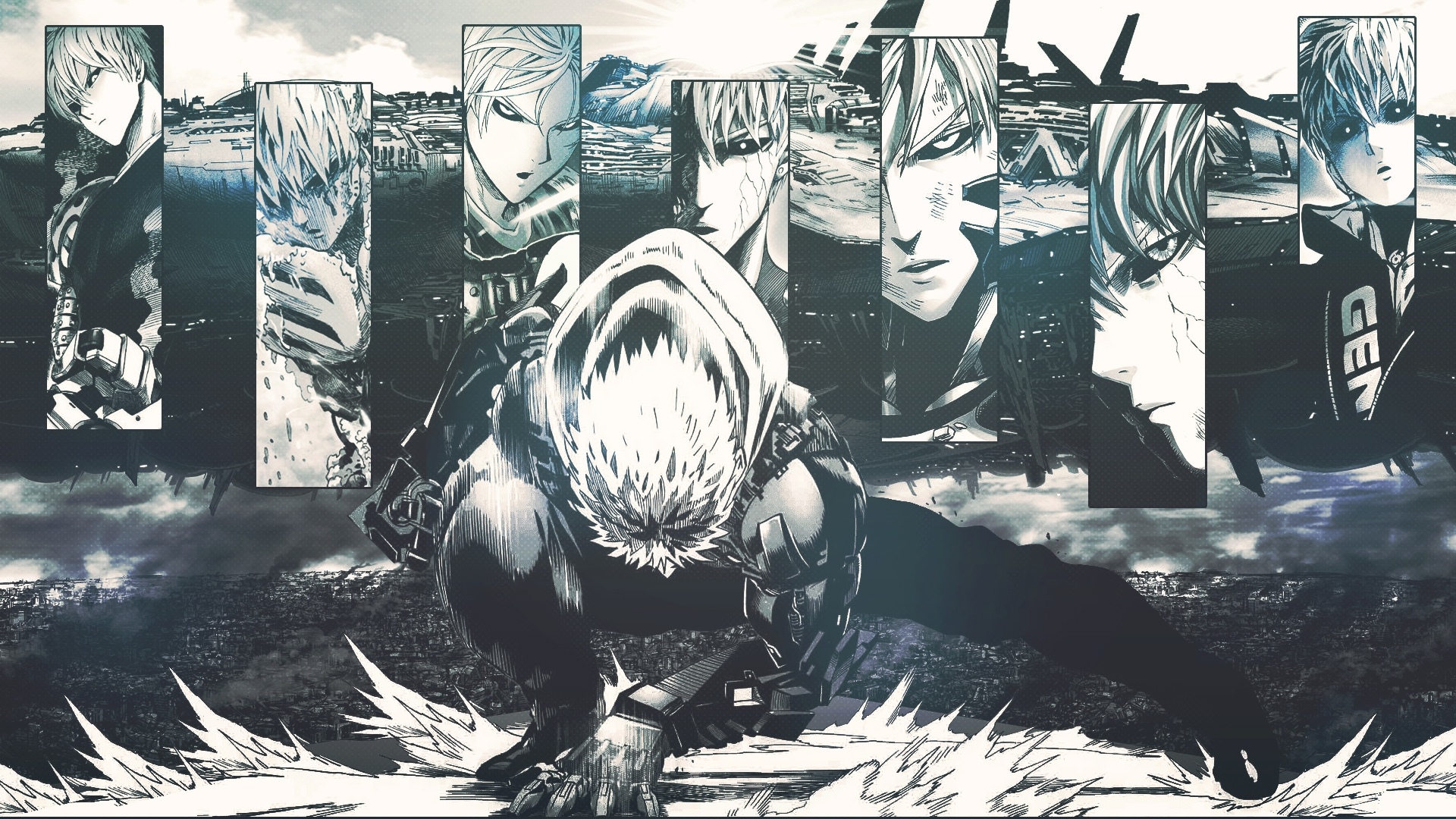 Genos from One-Punch Man collage HD Wallpaper