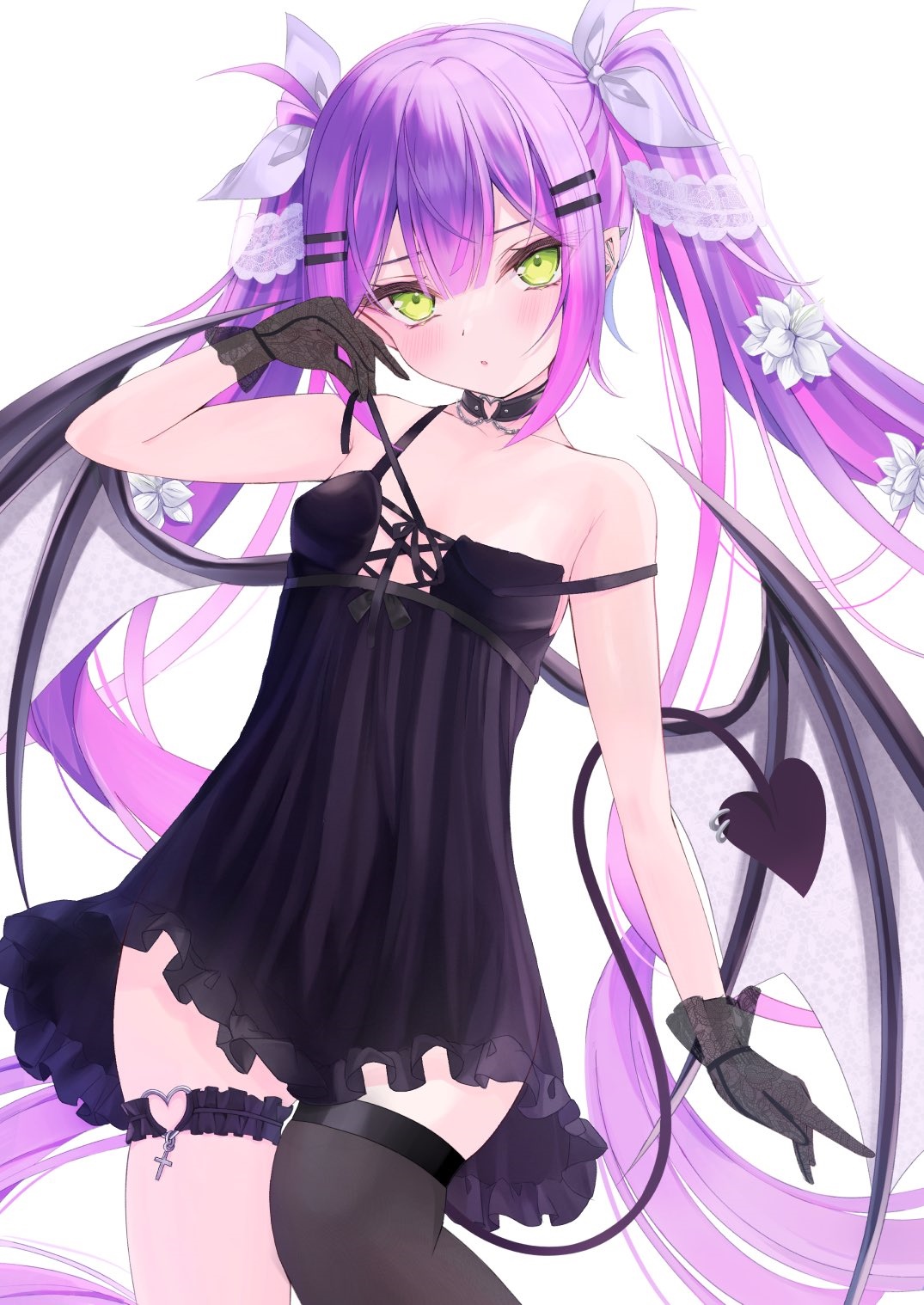 Tokoyami Towa with Purple Twintails and Wings HD Phone Wallpaper