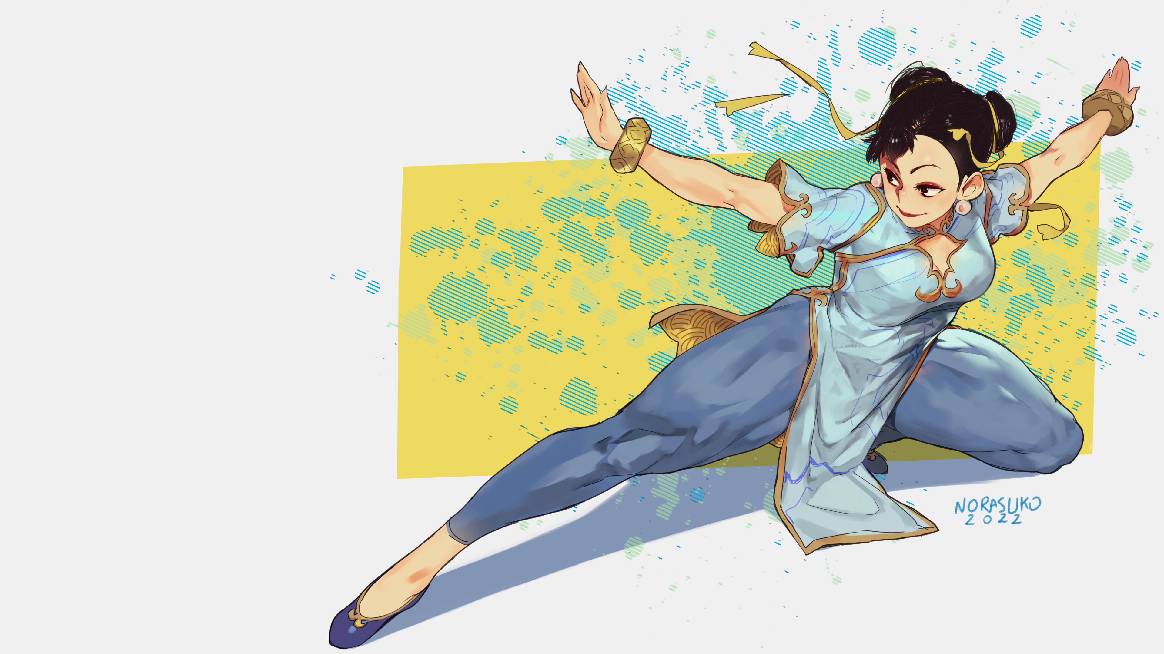 Chun-Li from Street Fighter in a fighting stance HD Wallpaper