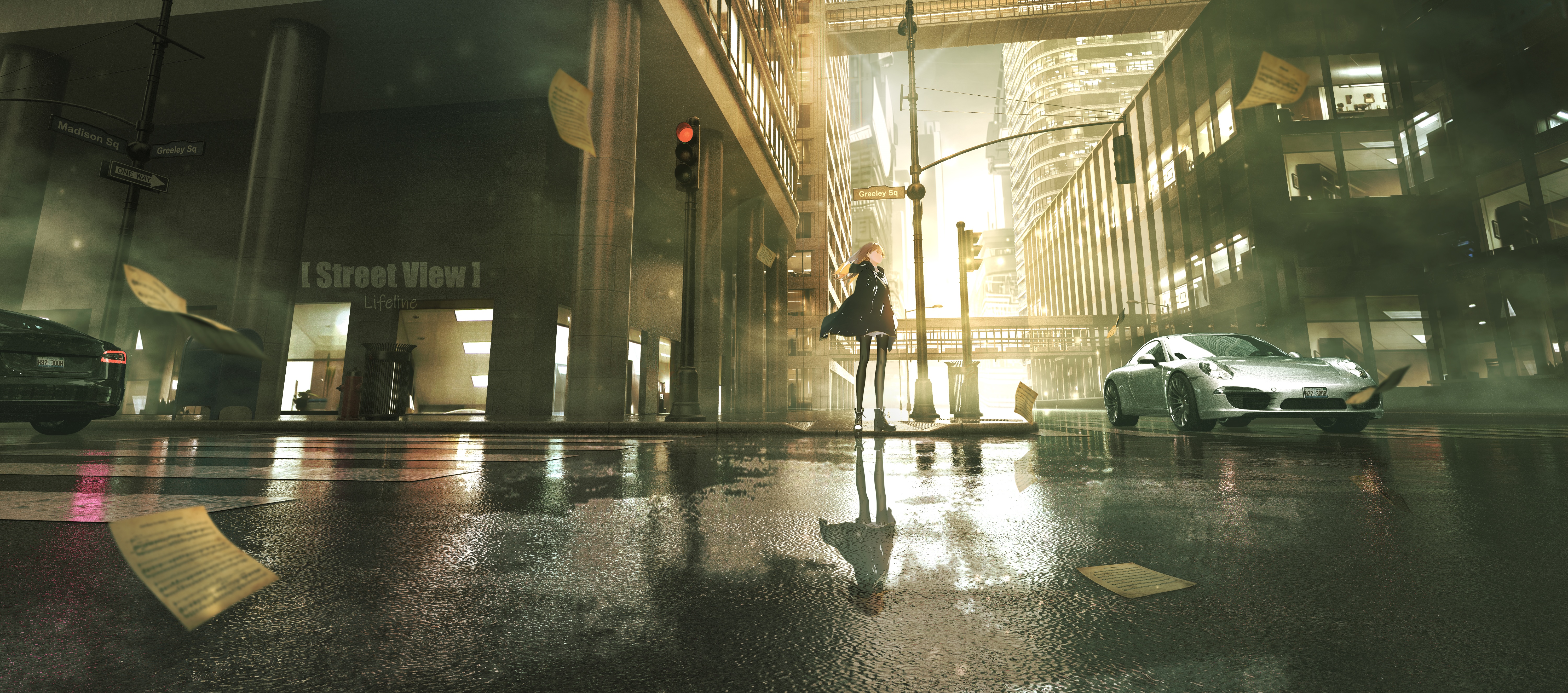 4K Lifeline character in a rainy city street HD Wallpaper