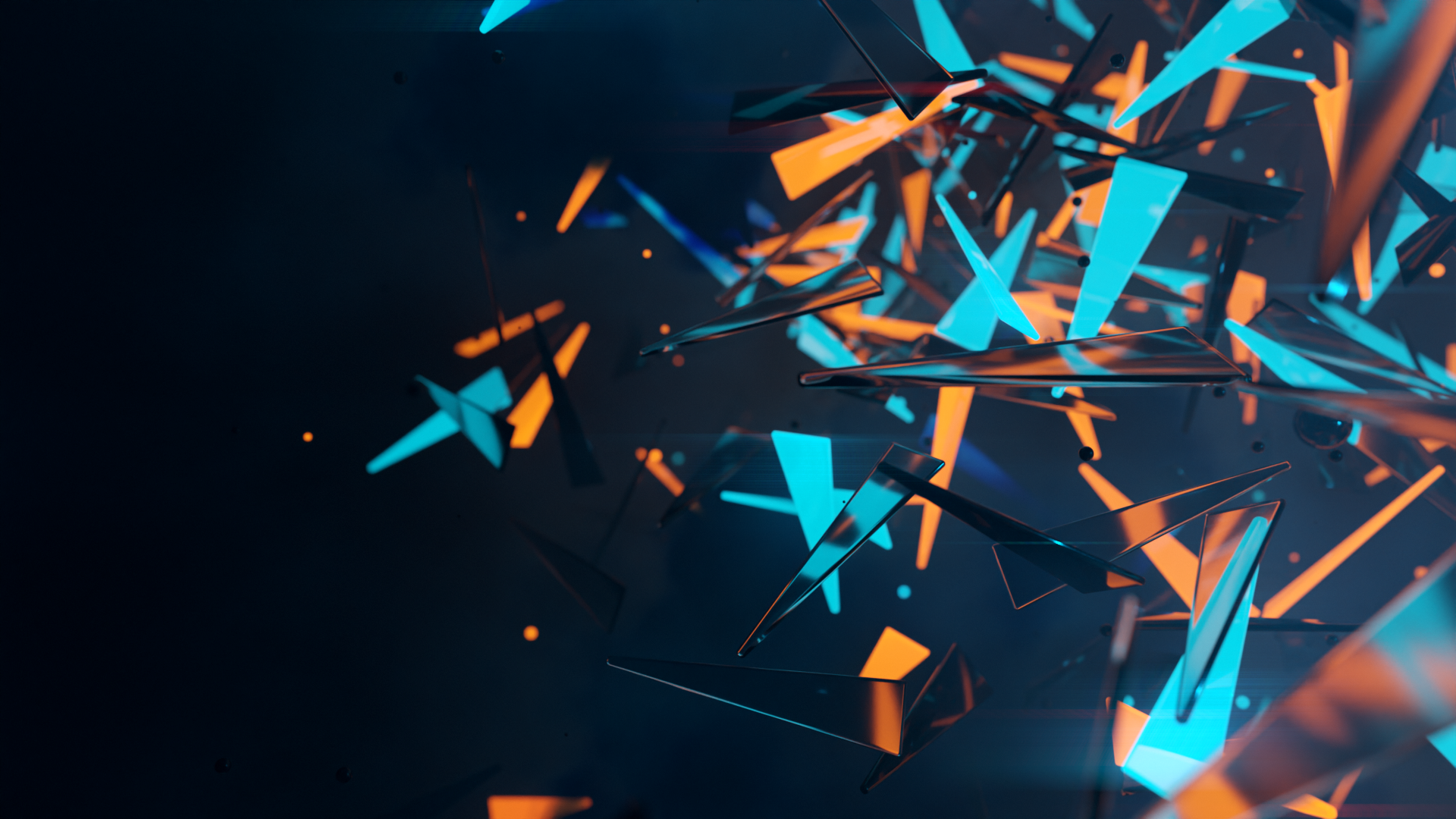 Abstract glass fragments in blue and orange HD Wallpaper