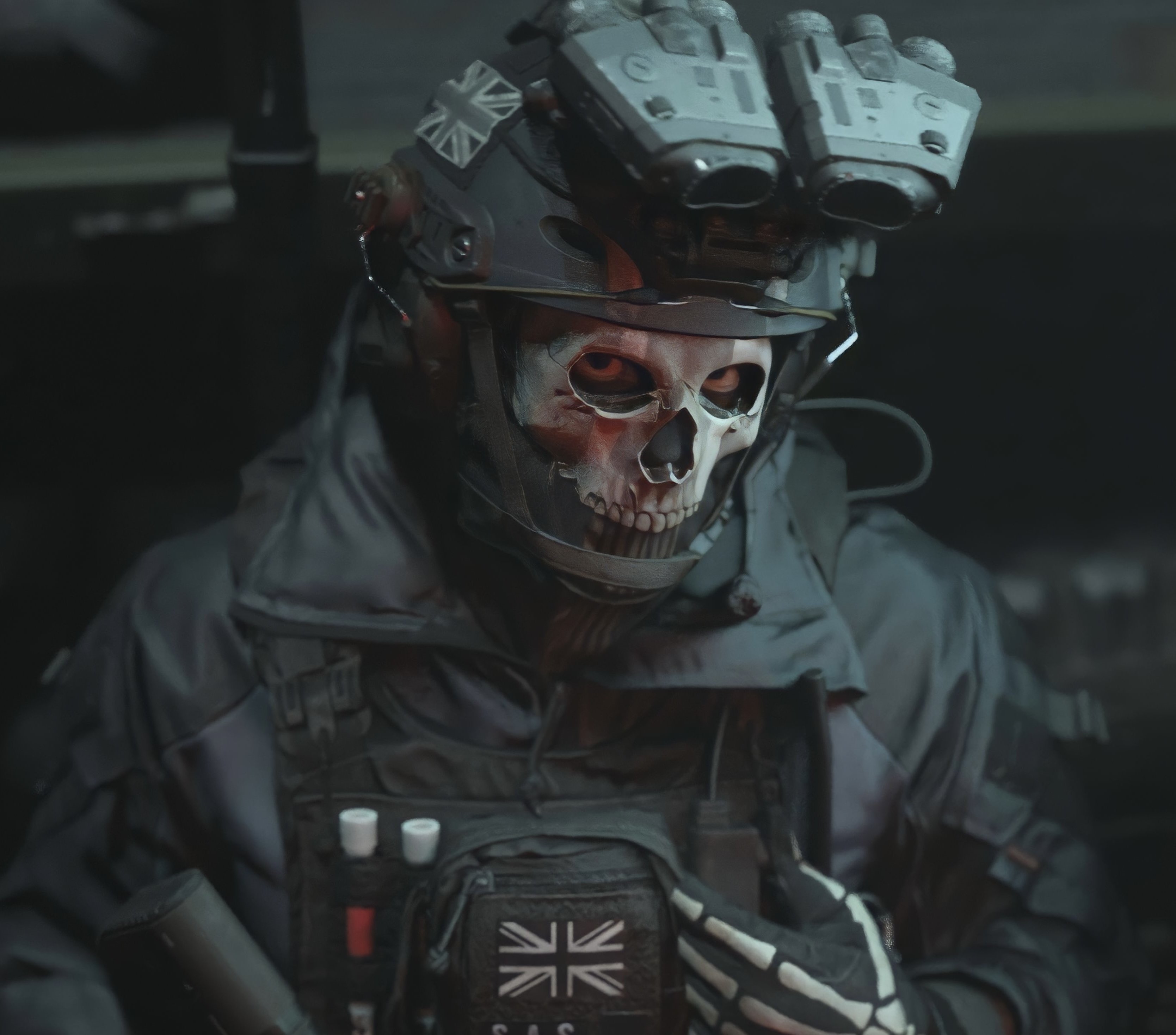 Call of Duty Ghost wearing a skull mask and helmet HD Wallpaper