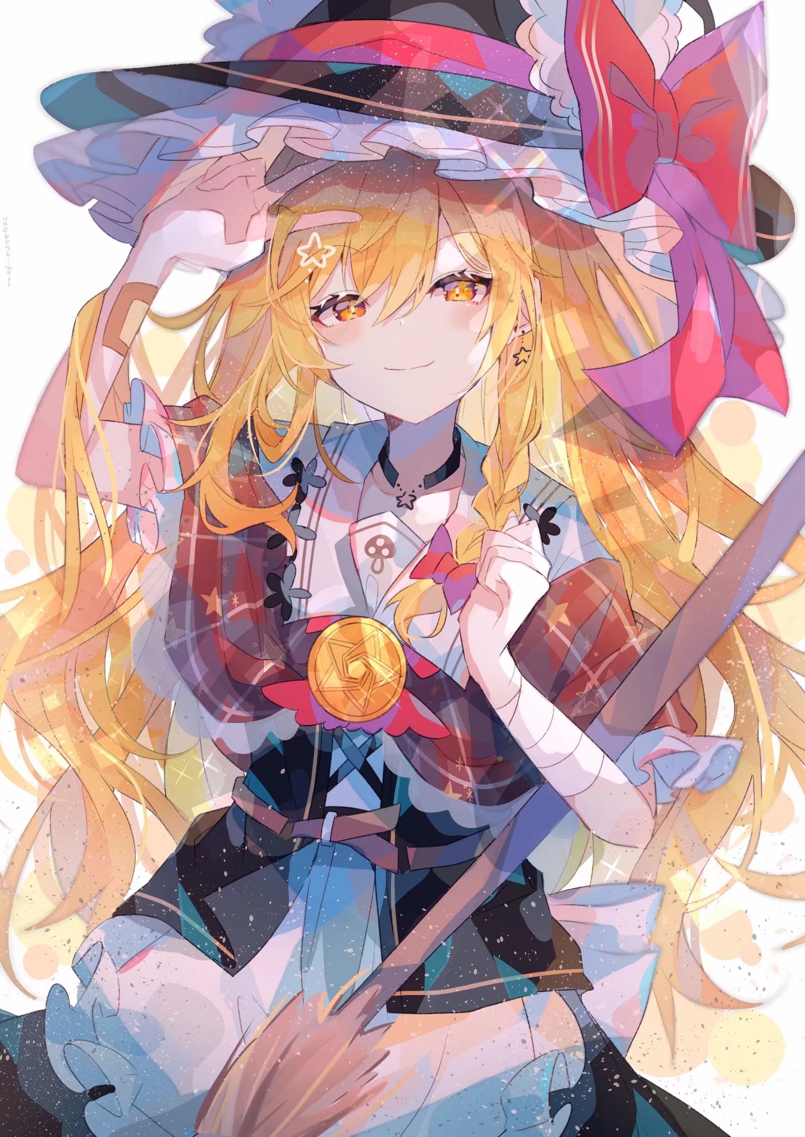Anime witch with blonde hair and yellow eyes HD Phone Wallpaper