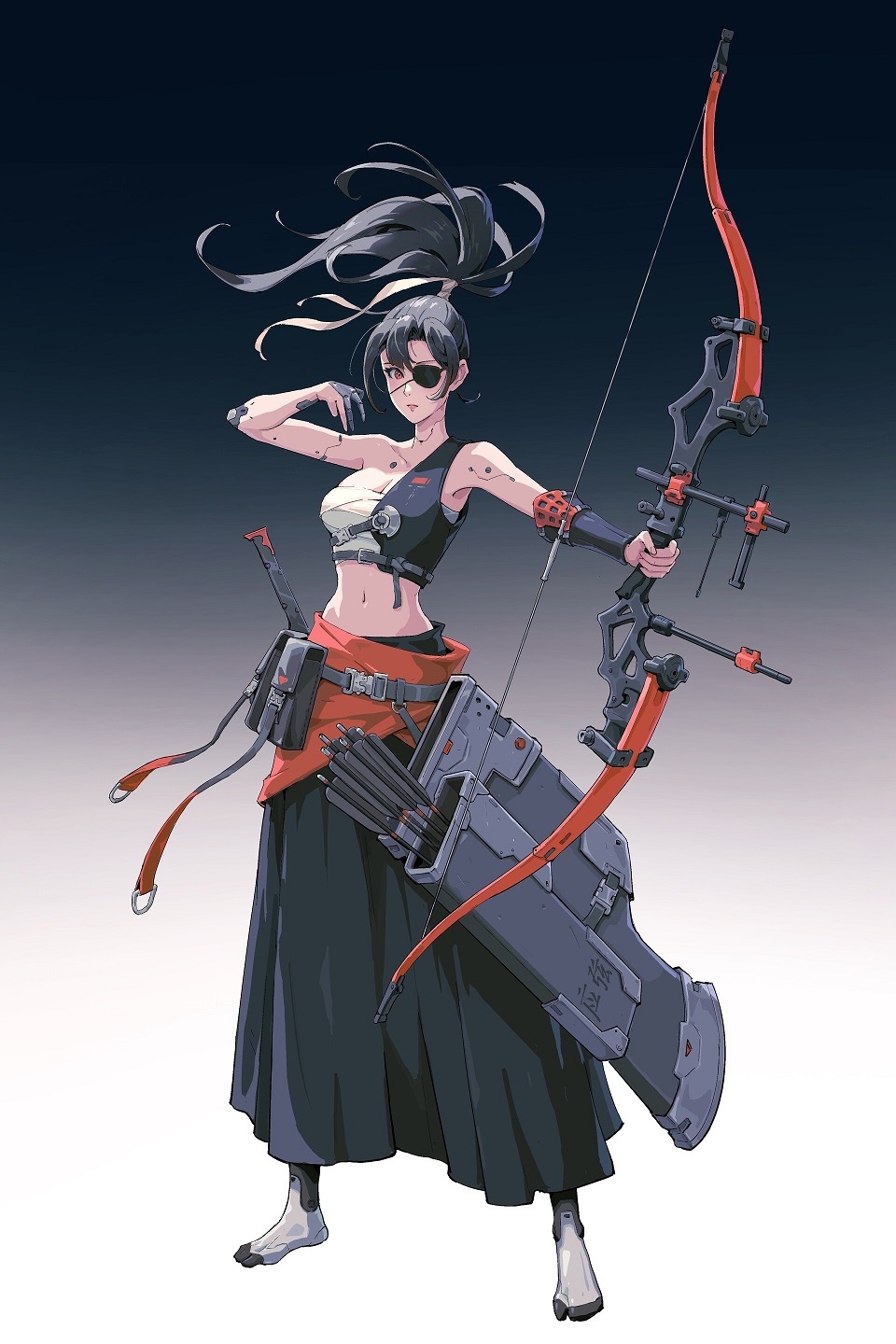 Archer with Eyepatch and Sci-Fi Bow HD Phone Wallpaper