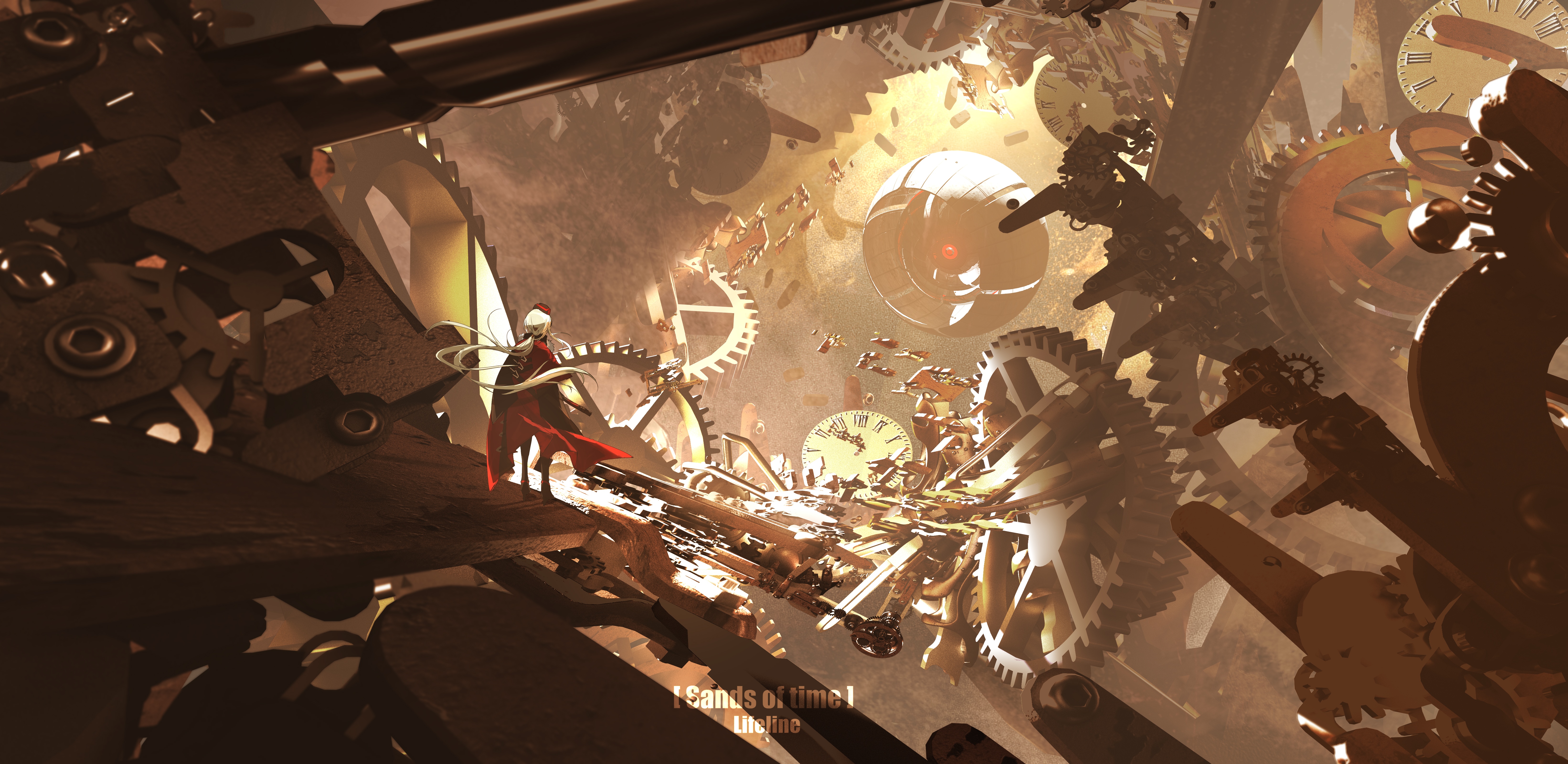 4K Lifeline amidst a clockwork mechanism HD Wallpaper