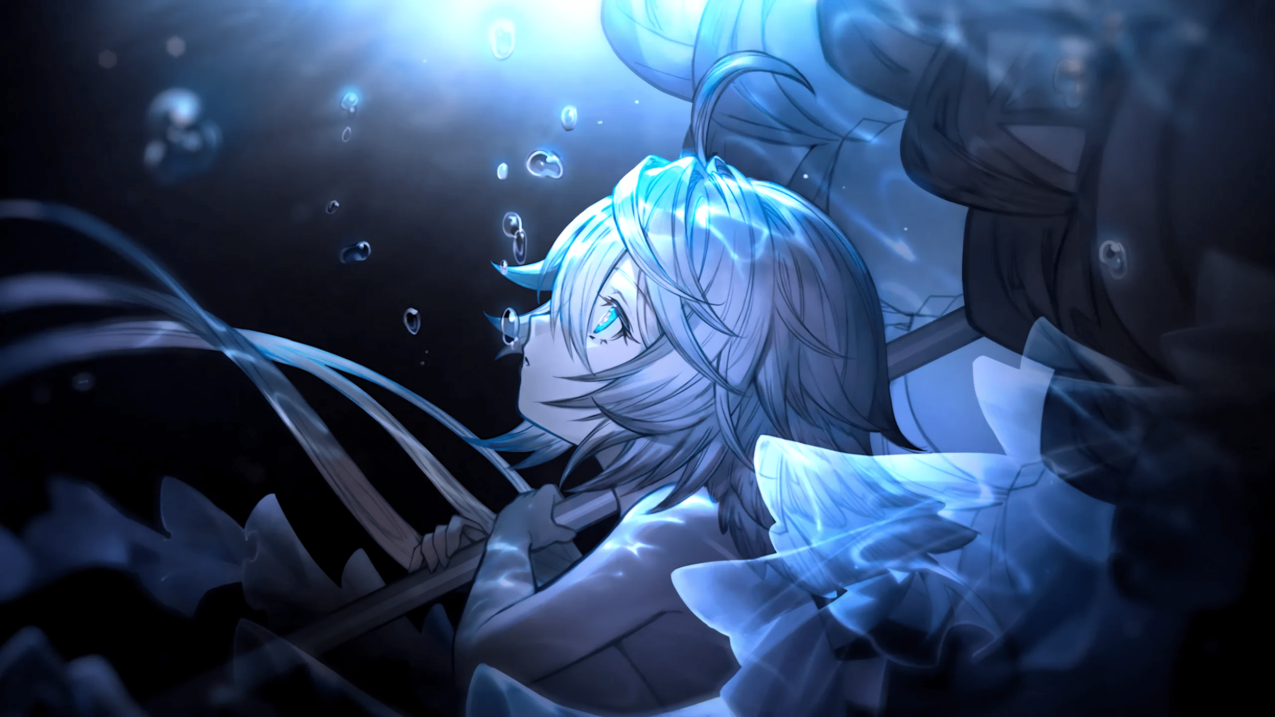 Granblue Fantasy underwater scene with blue-eyed character HD Wallpaper