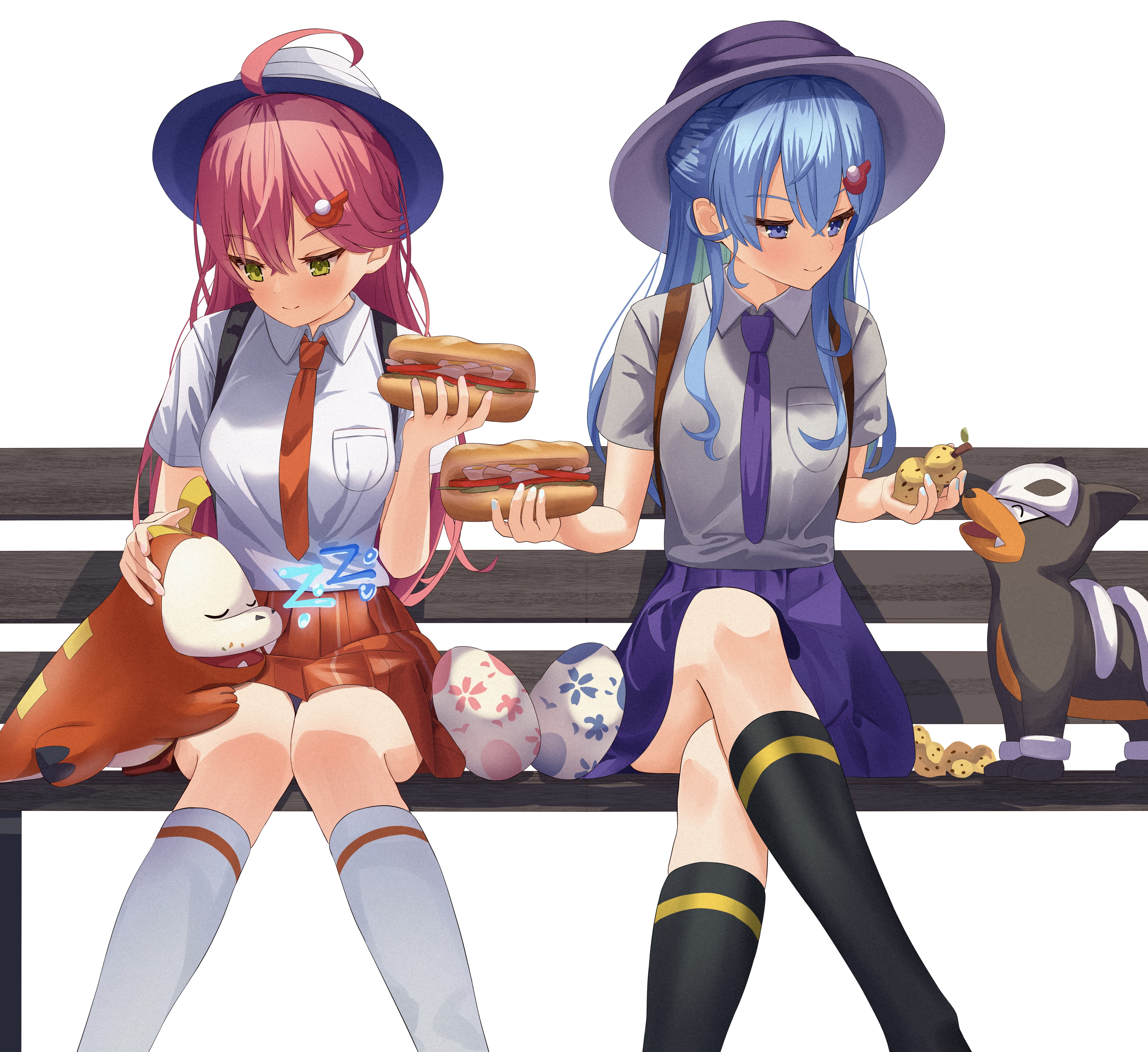 4K Hololive Sakura Miko and Hoshimachi Suisei with Pokémon HD Wallpaper