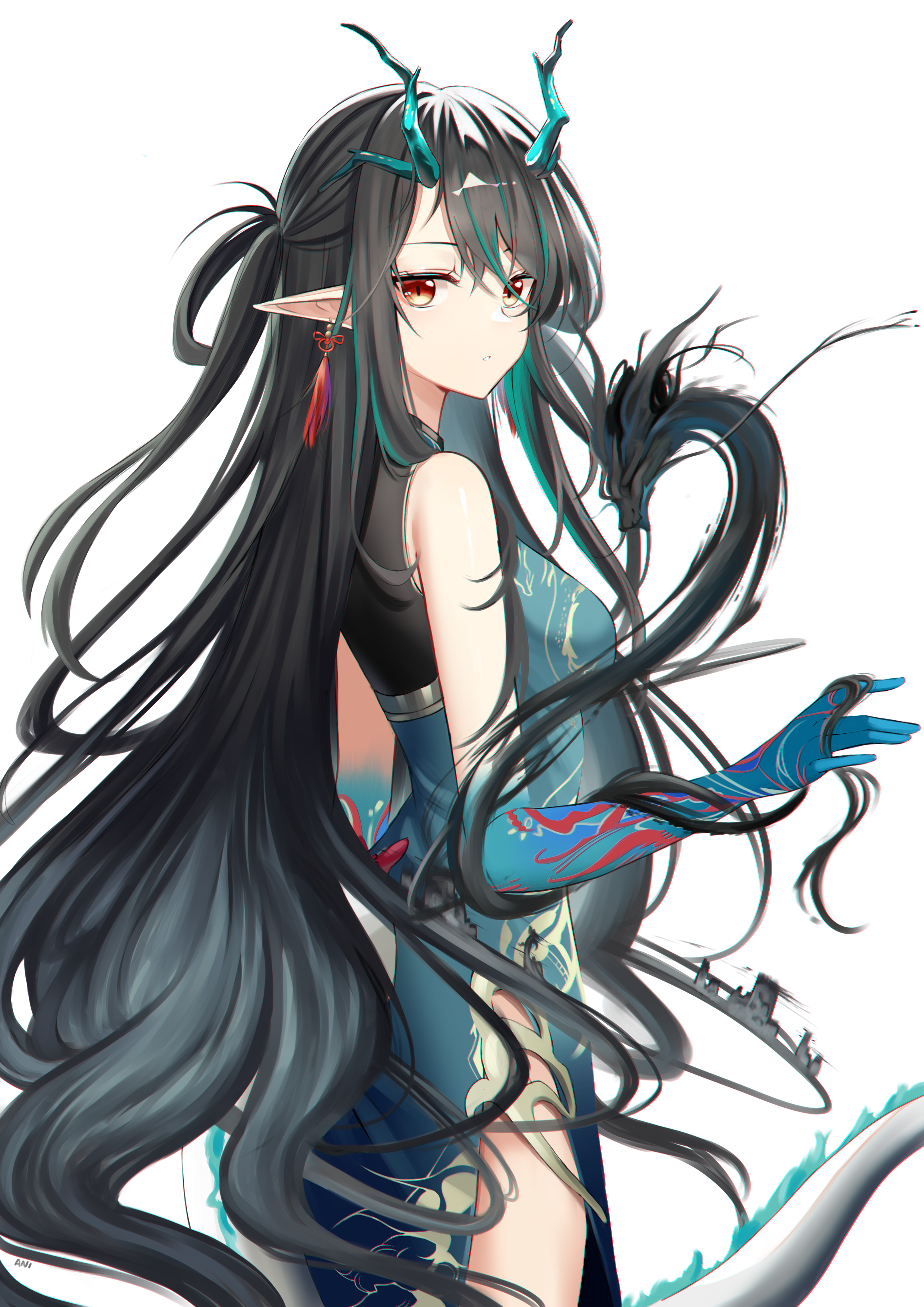 Arknights Dragon Girl Dusk with Dragon Companion HD Phone Wallpaper