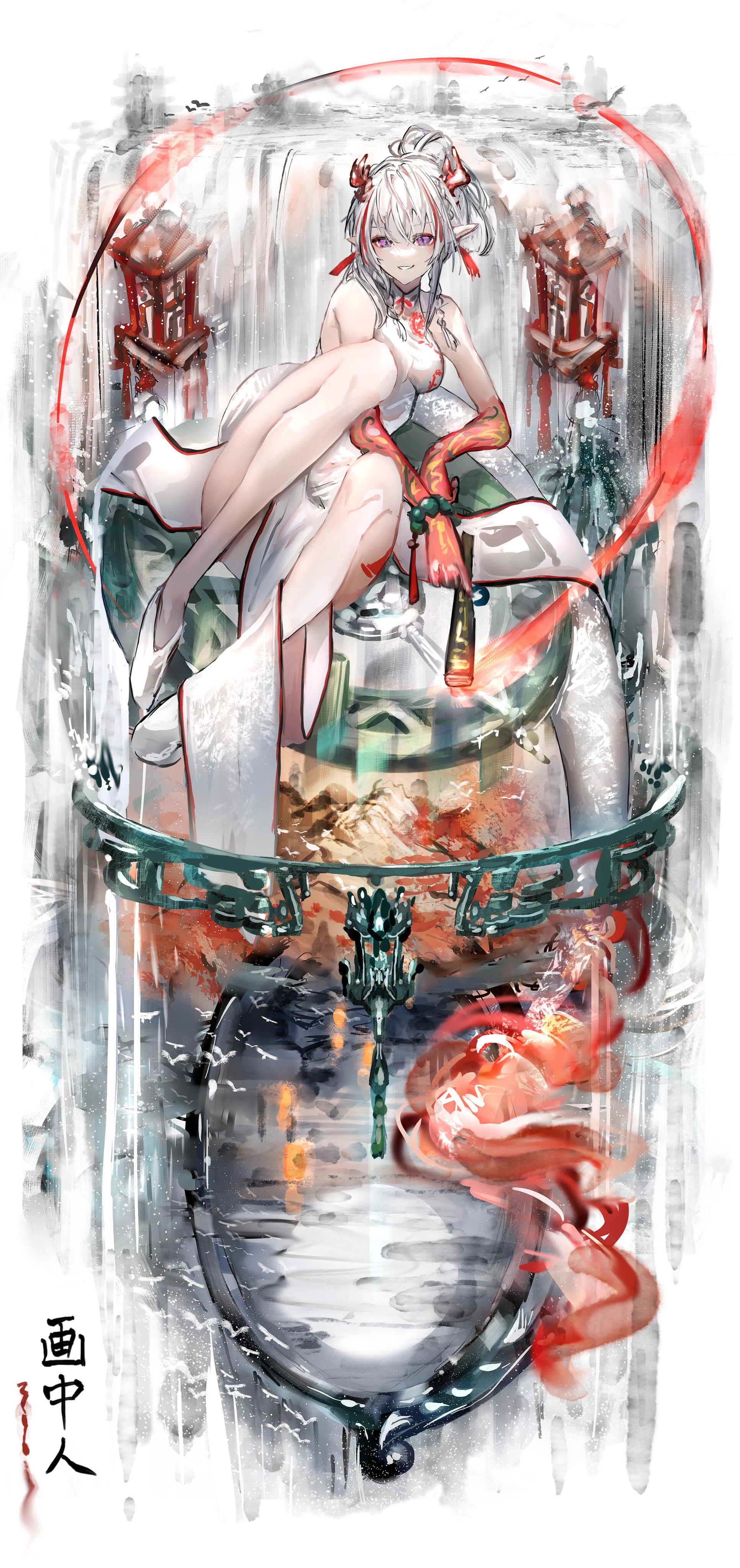 Arknights Nian Dragon Girl in Chinese Dress HD Phone Wallpaper