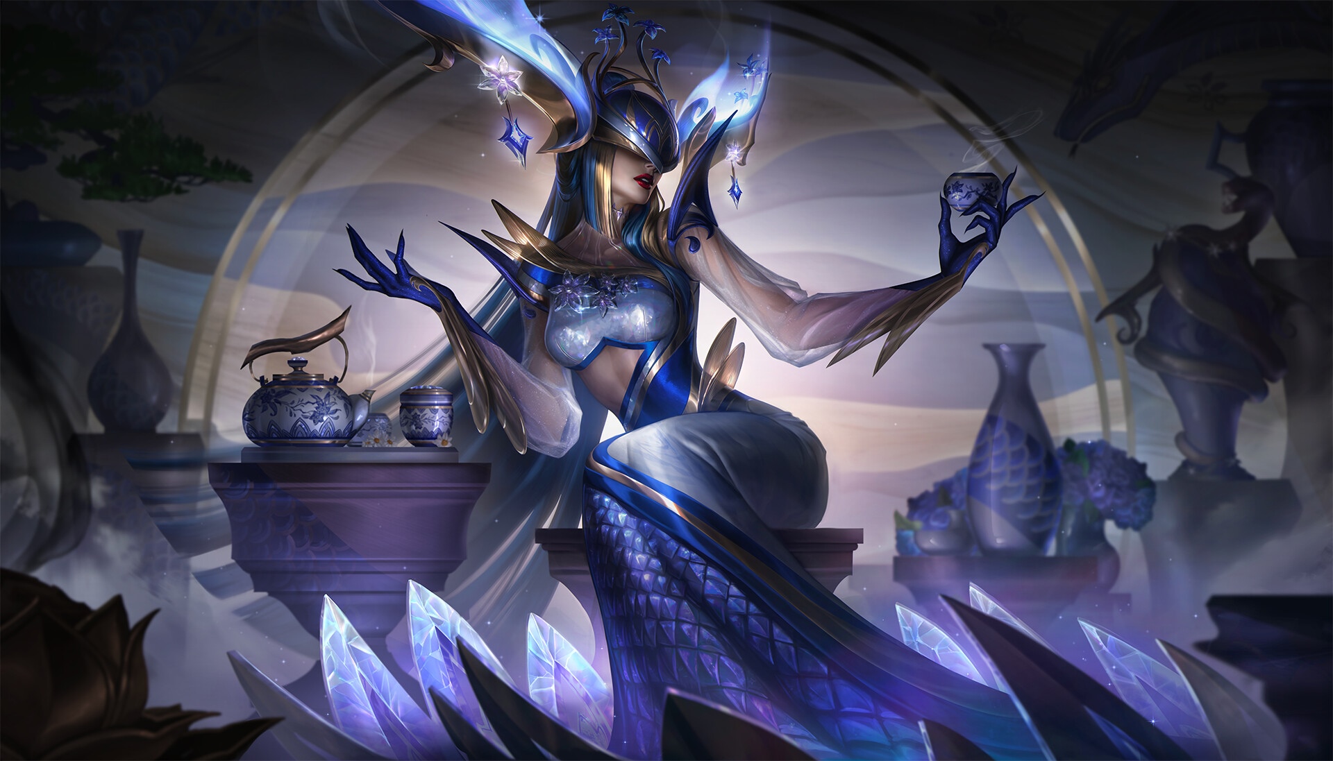 Lissandra from League of Legends with tea set HD Wallpaper