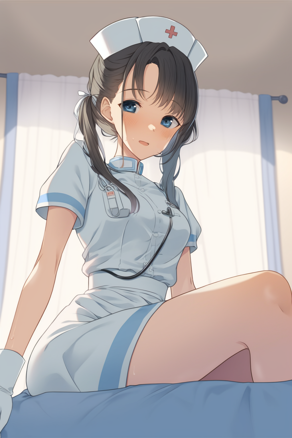 Anime nurse with stethoscope and gloves HD Phone Wallpaper