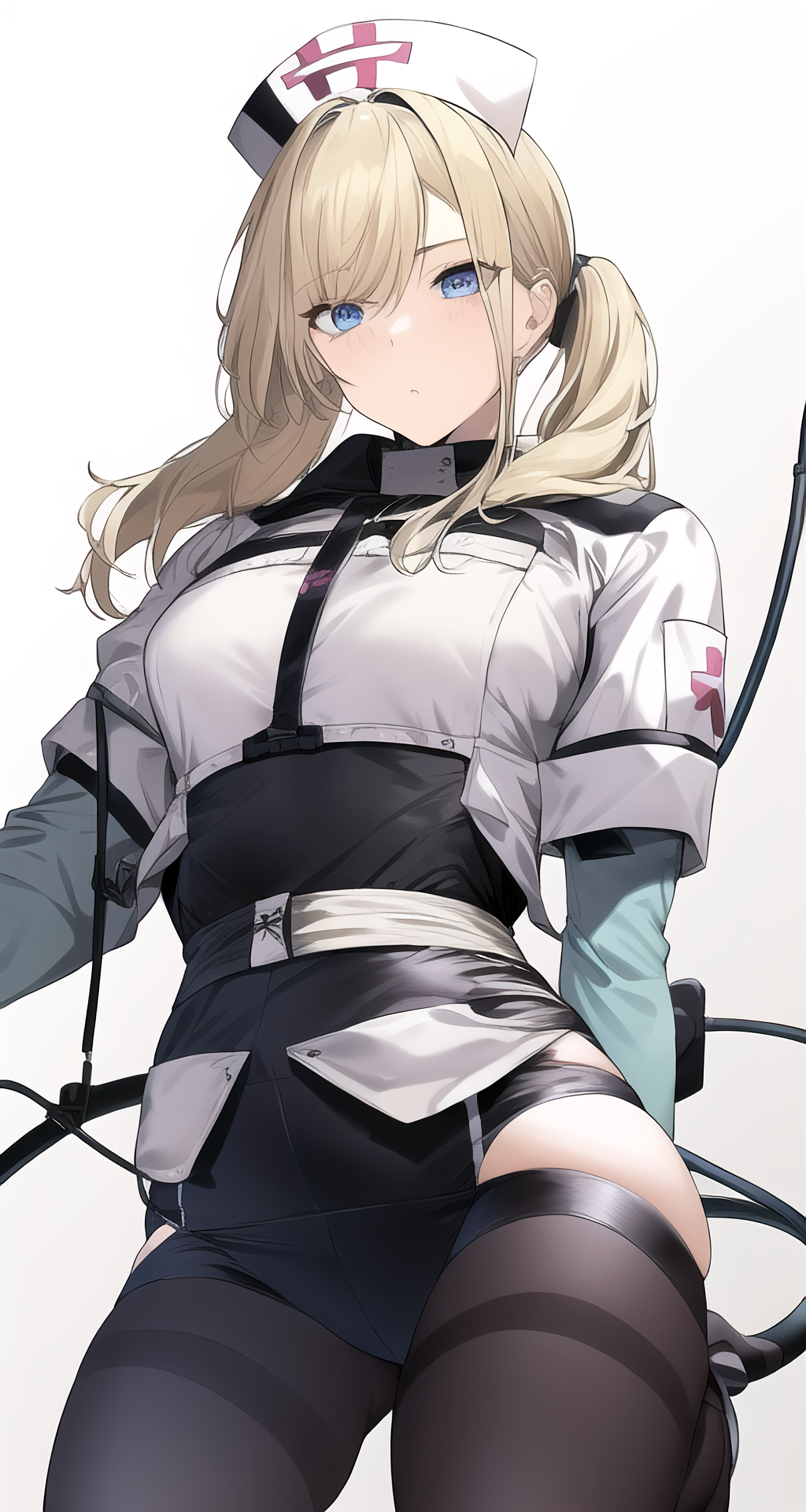 Anime nurse with blonde pigtails and blue eyes HD Phone Wallpaper