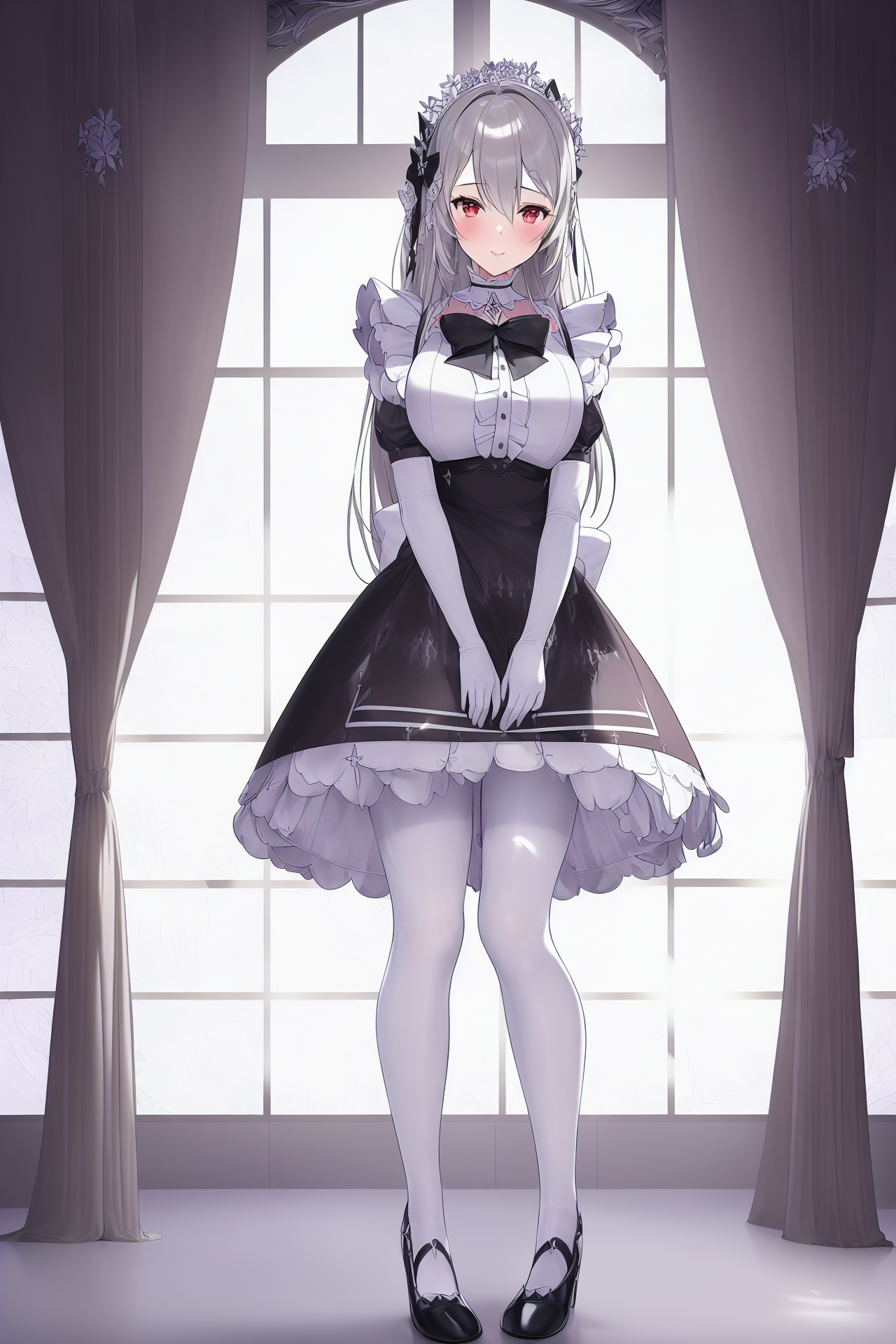 Maid outfit with bow tie and maid HD Phone Wallpaper