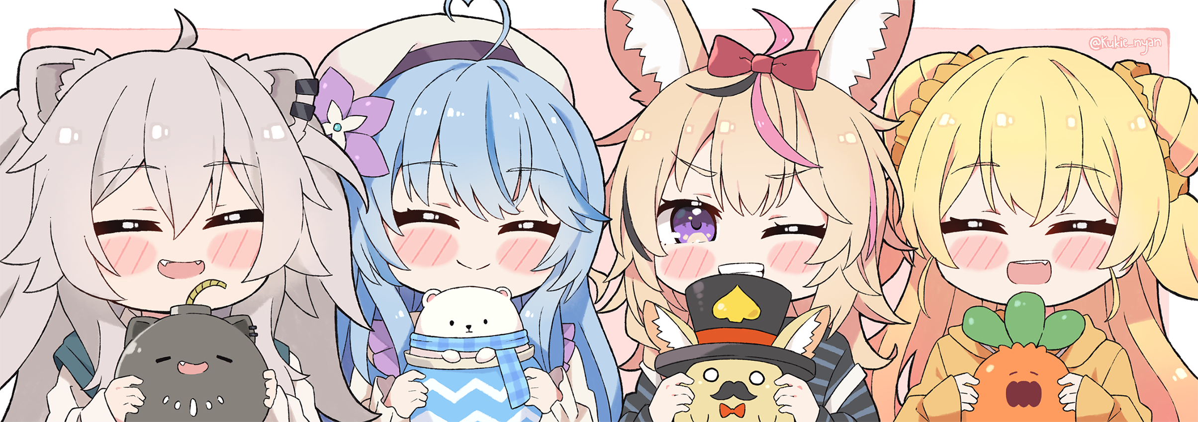 Omaru Polka, Yukihana Lamy, Momosuzu Nene, Shishiro Botan HD Wallpaper