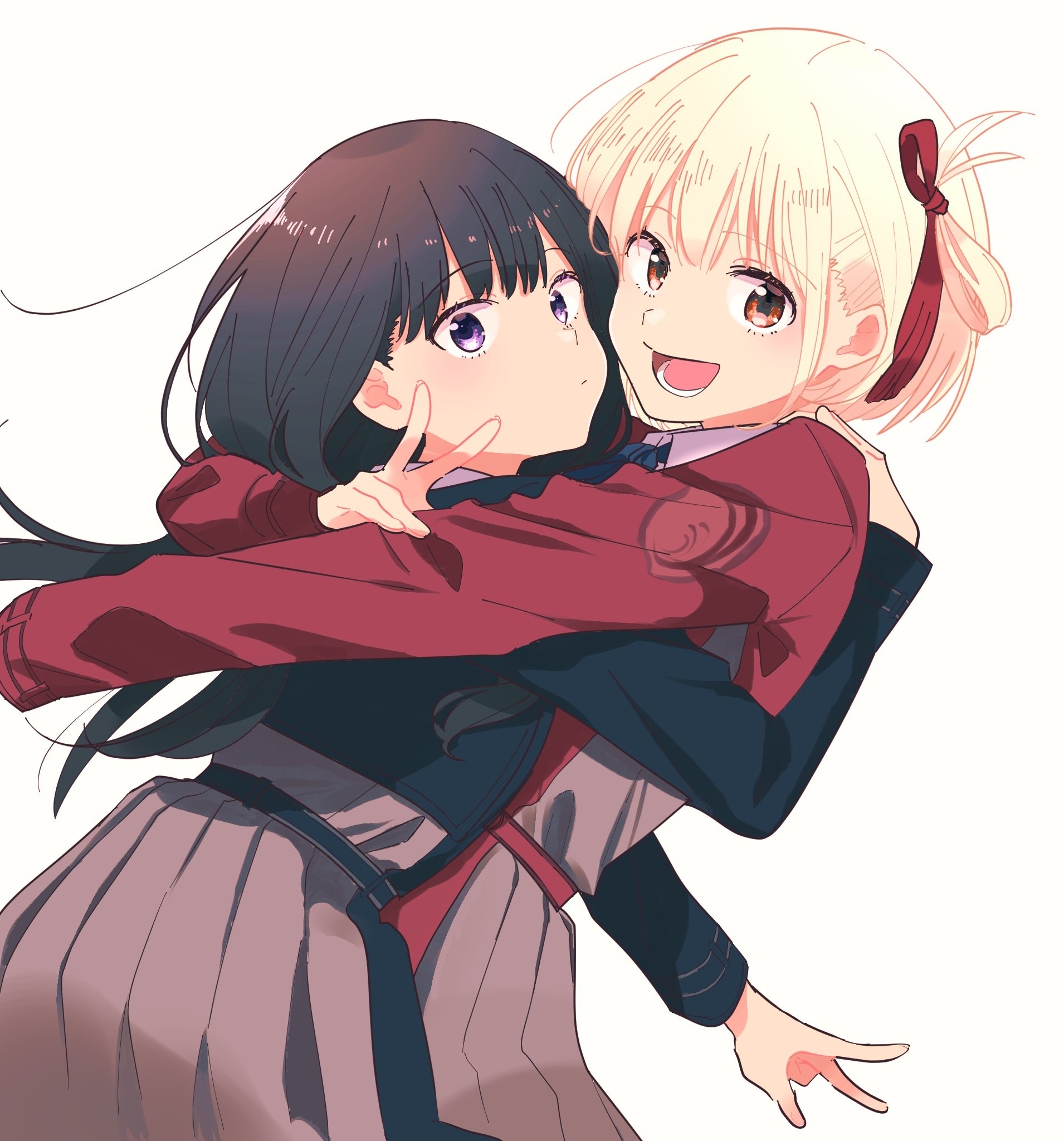 Lycoris Recoil's Takina and Chisato hugging HD Wallpaper