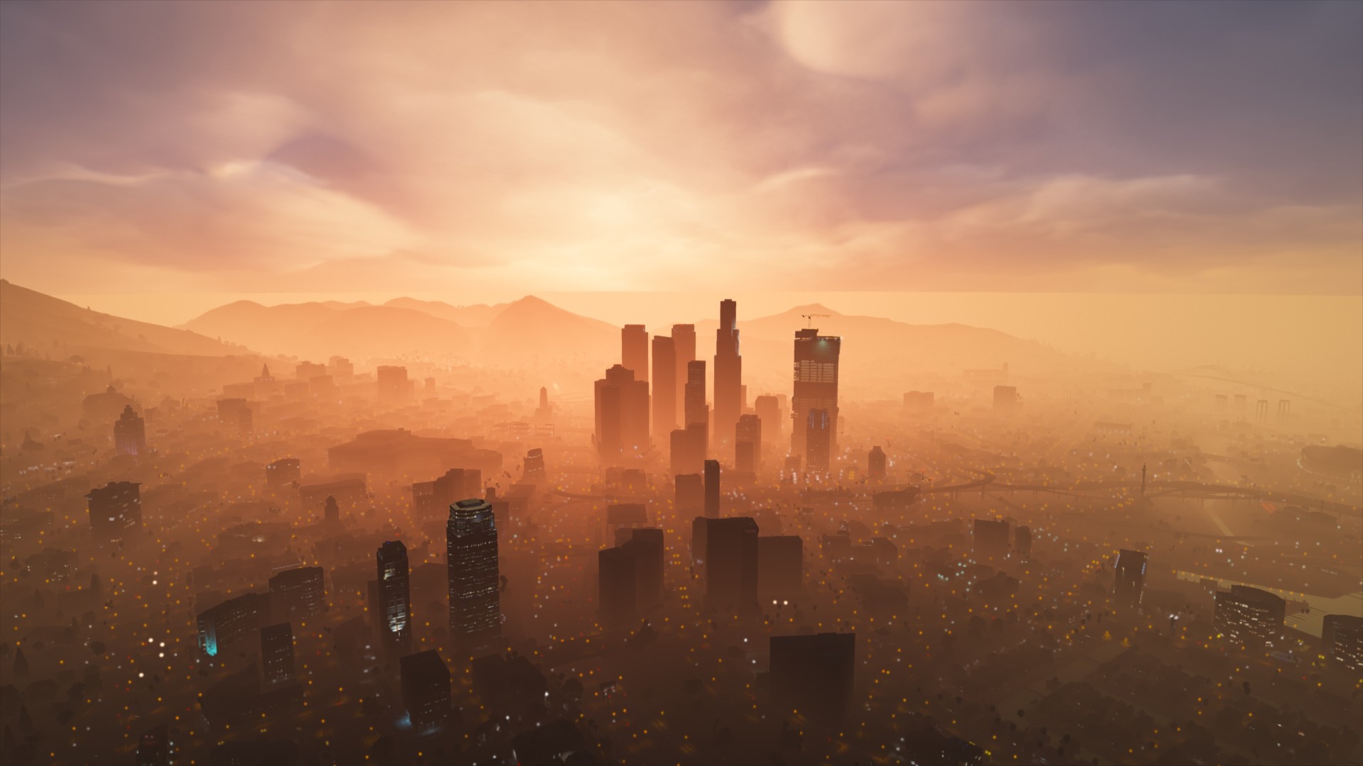 Grand Theft Auto V Cityscape at Sunrise HD Wallpaper
