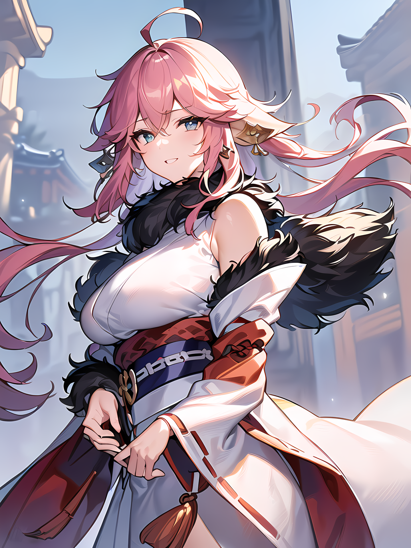 Yae Miko from Genshin Impact fan art HD Phone Wallpaper