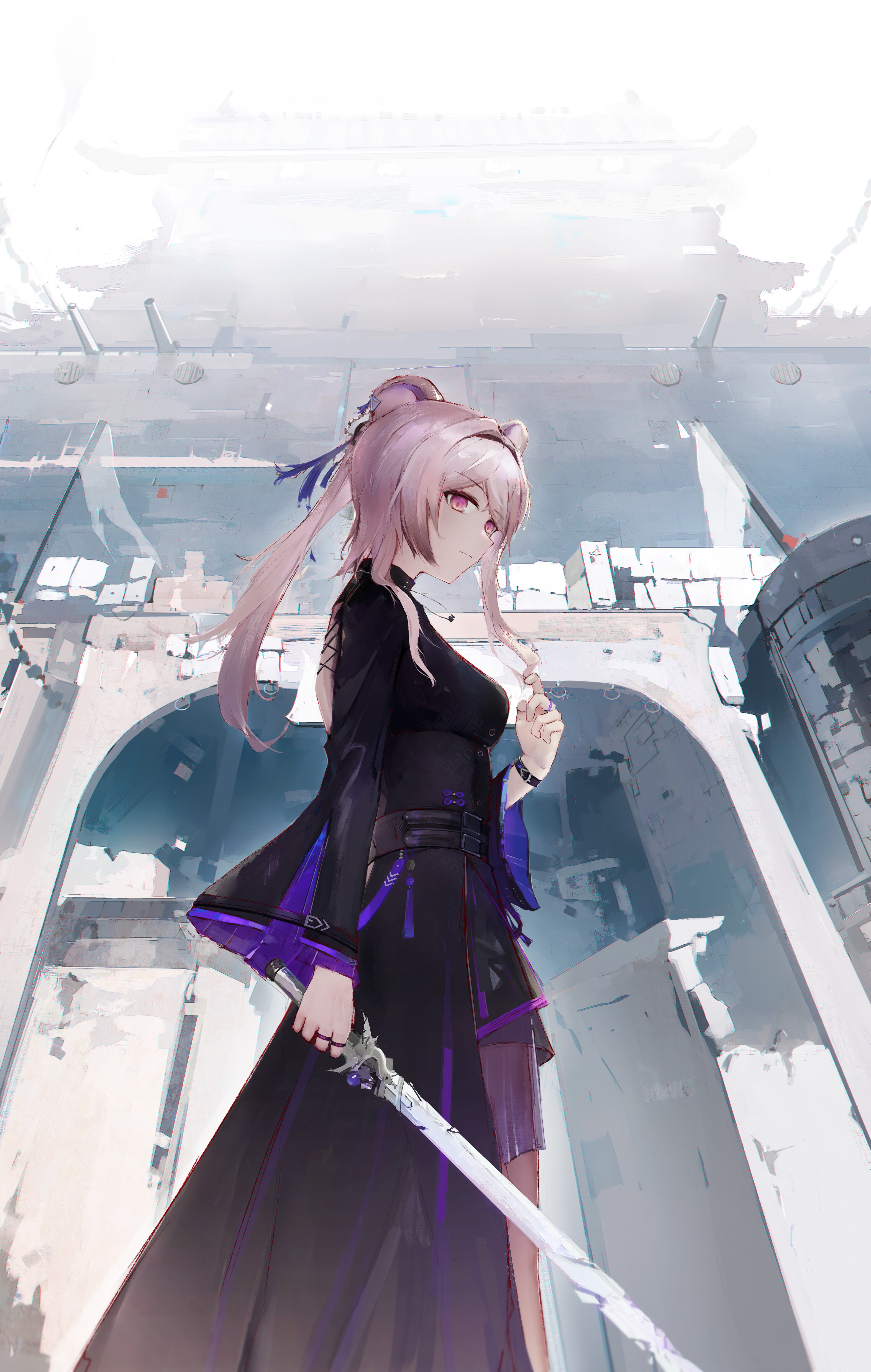 Lin from Arknights holding a sword HD Phone Wallpaper