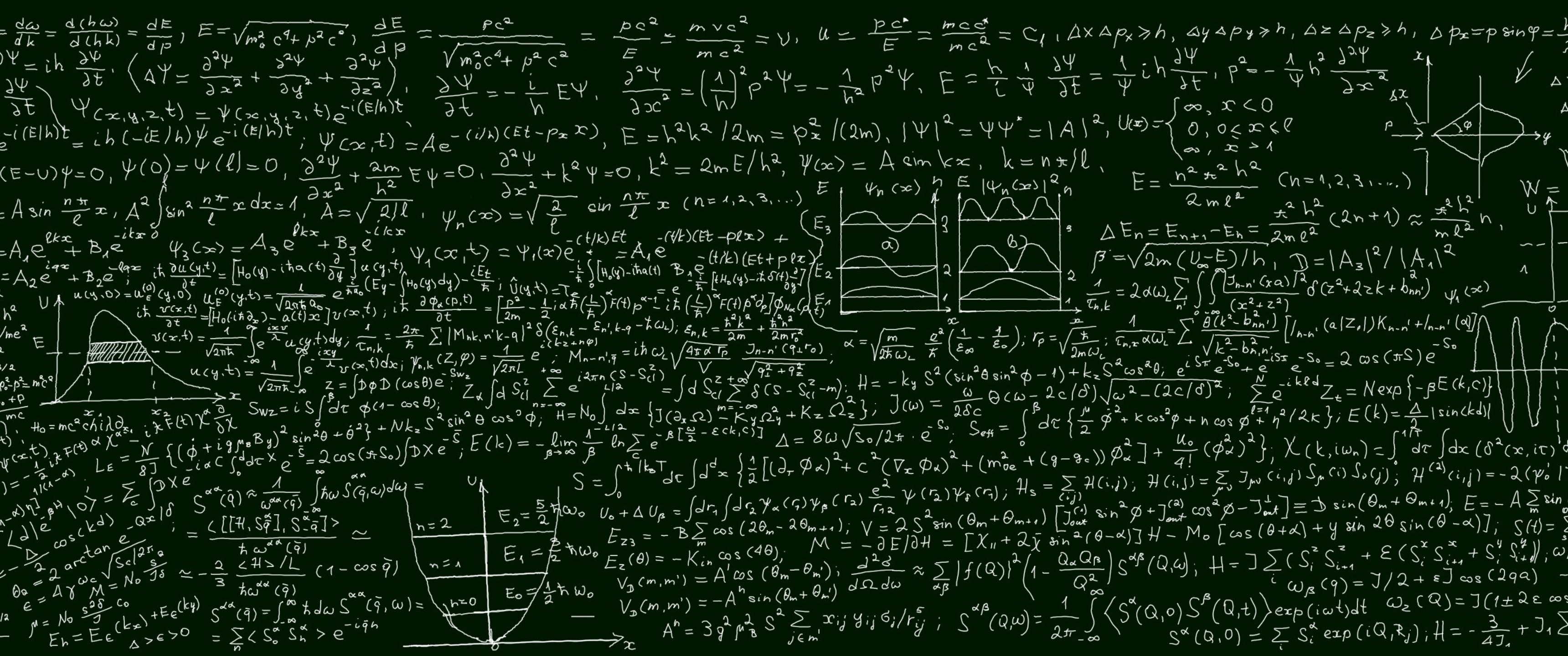 Blackboard with Quantum Mechanics Equations HD Wallpaper