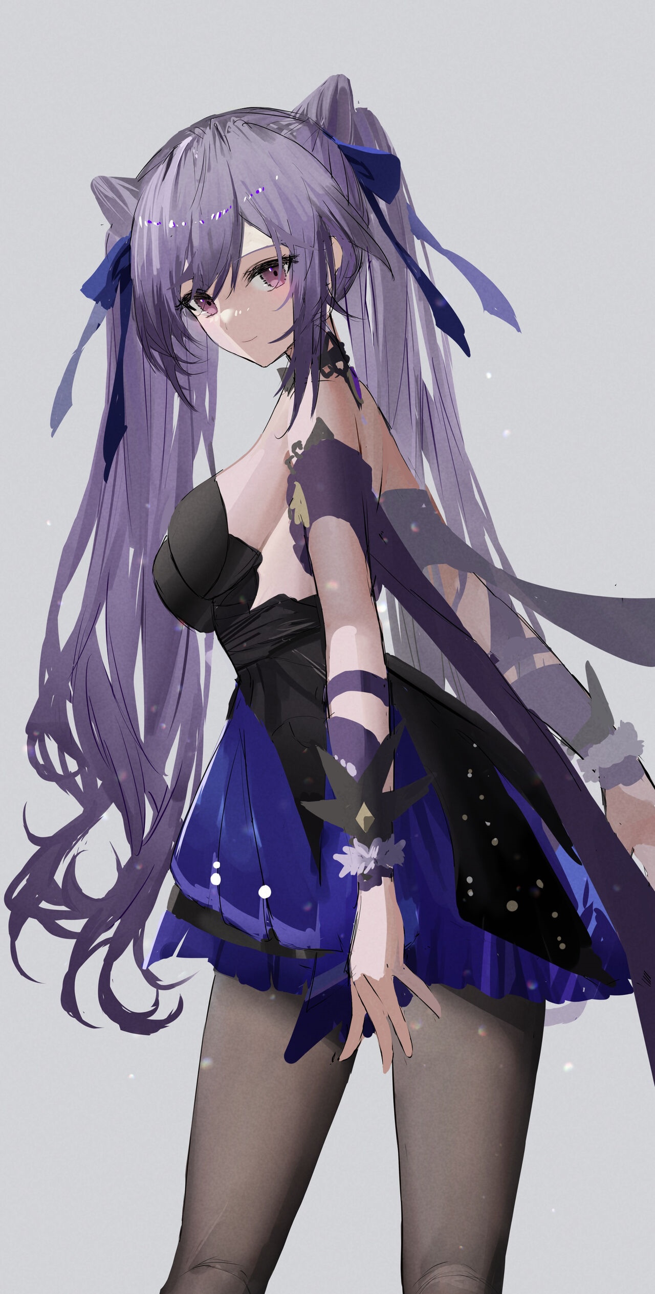 Keqing from Genshin Impact with twintails HD Phone Wallpaper