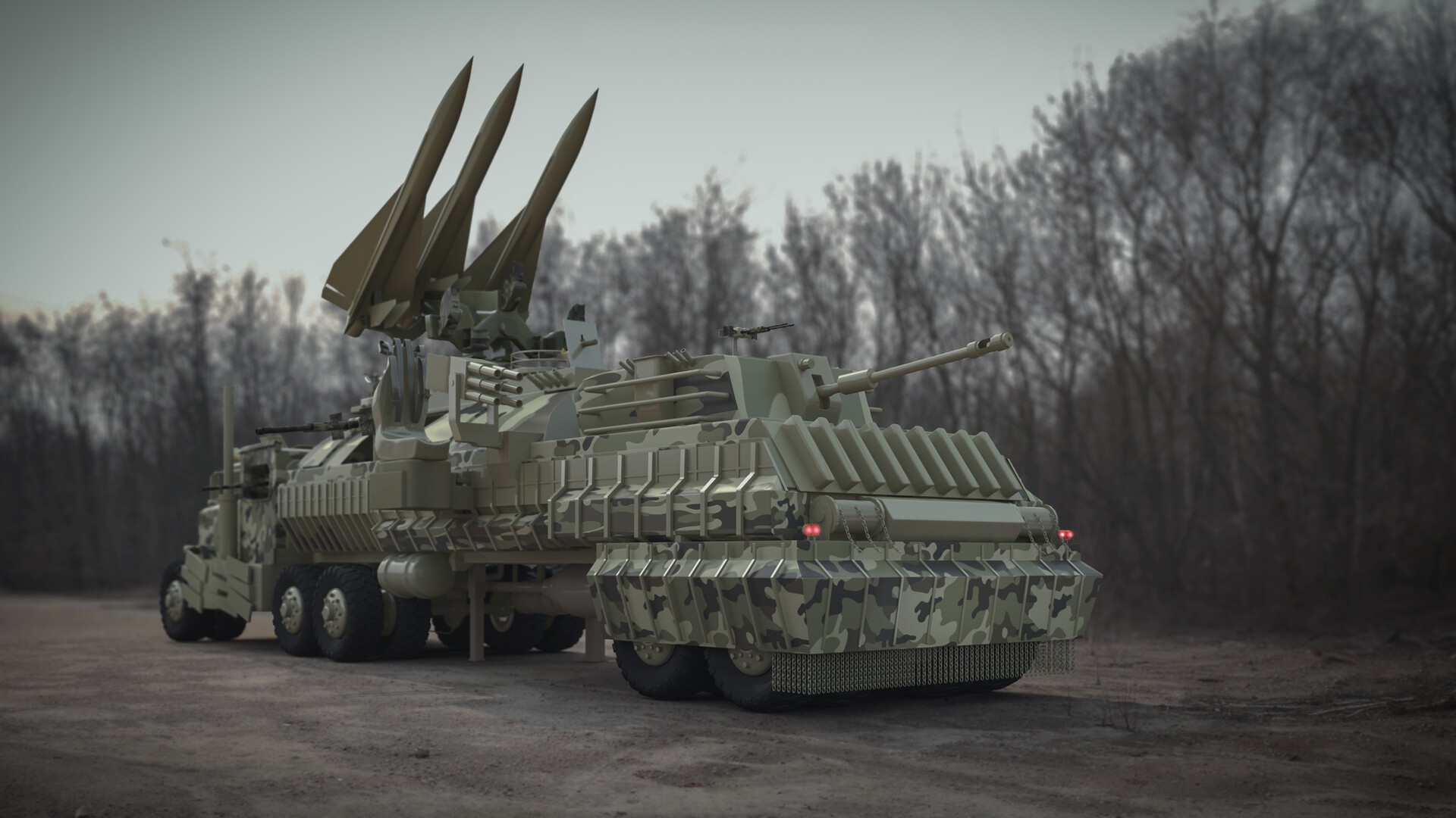 Science fiction military vehicle with missiles and cannon HD Wallpaper