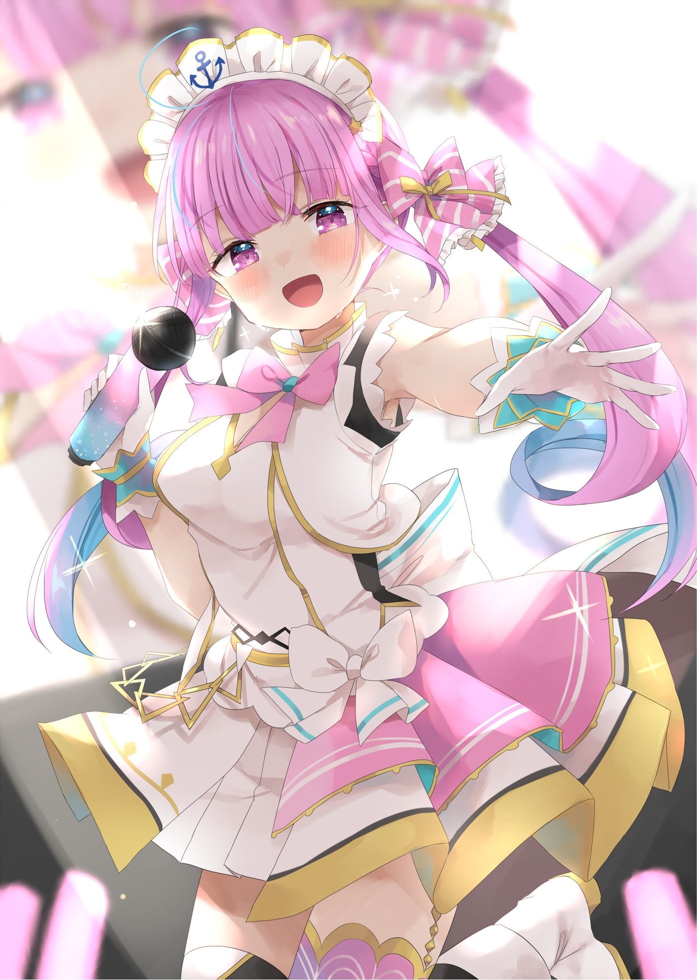 Aqua singing with a microphone HD Phone Wallpaper