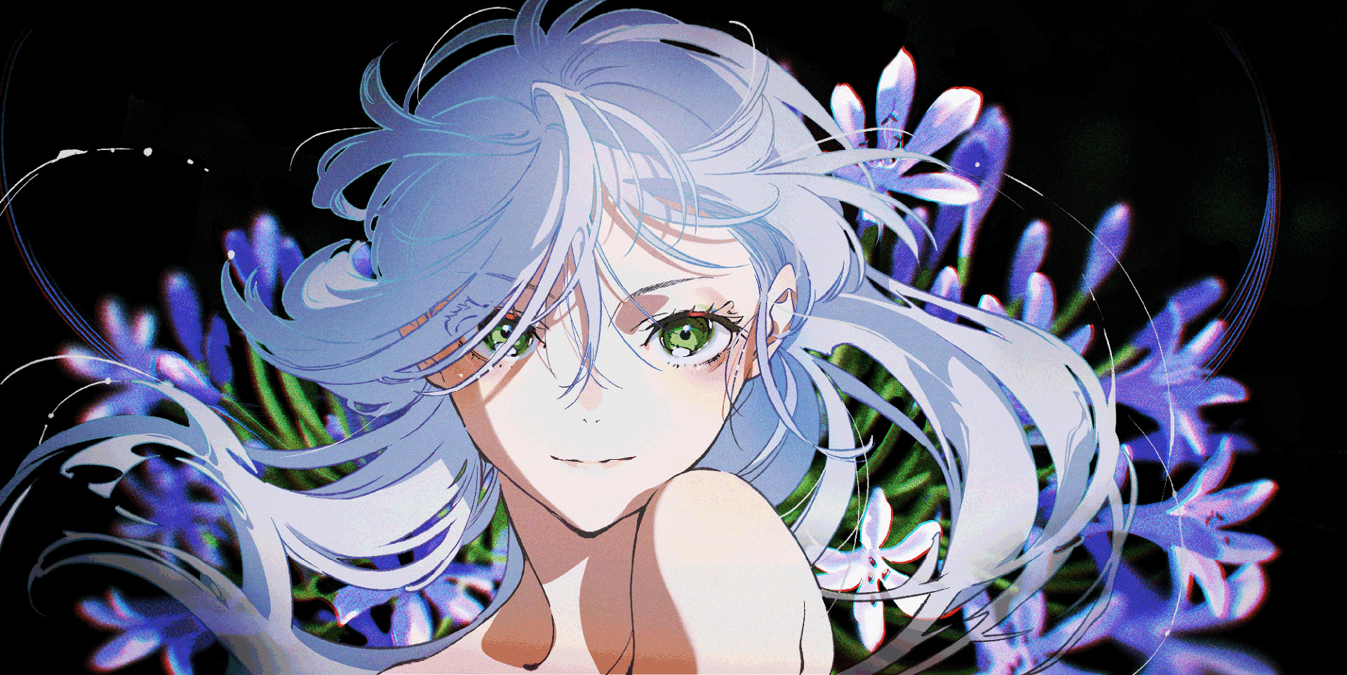 Yoneyama Mai anime girl with blue hair and flowers HD Wallpaper
