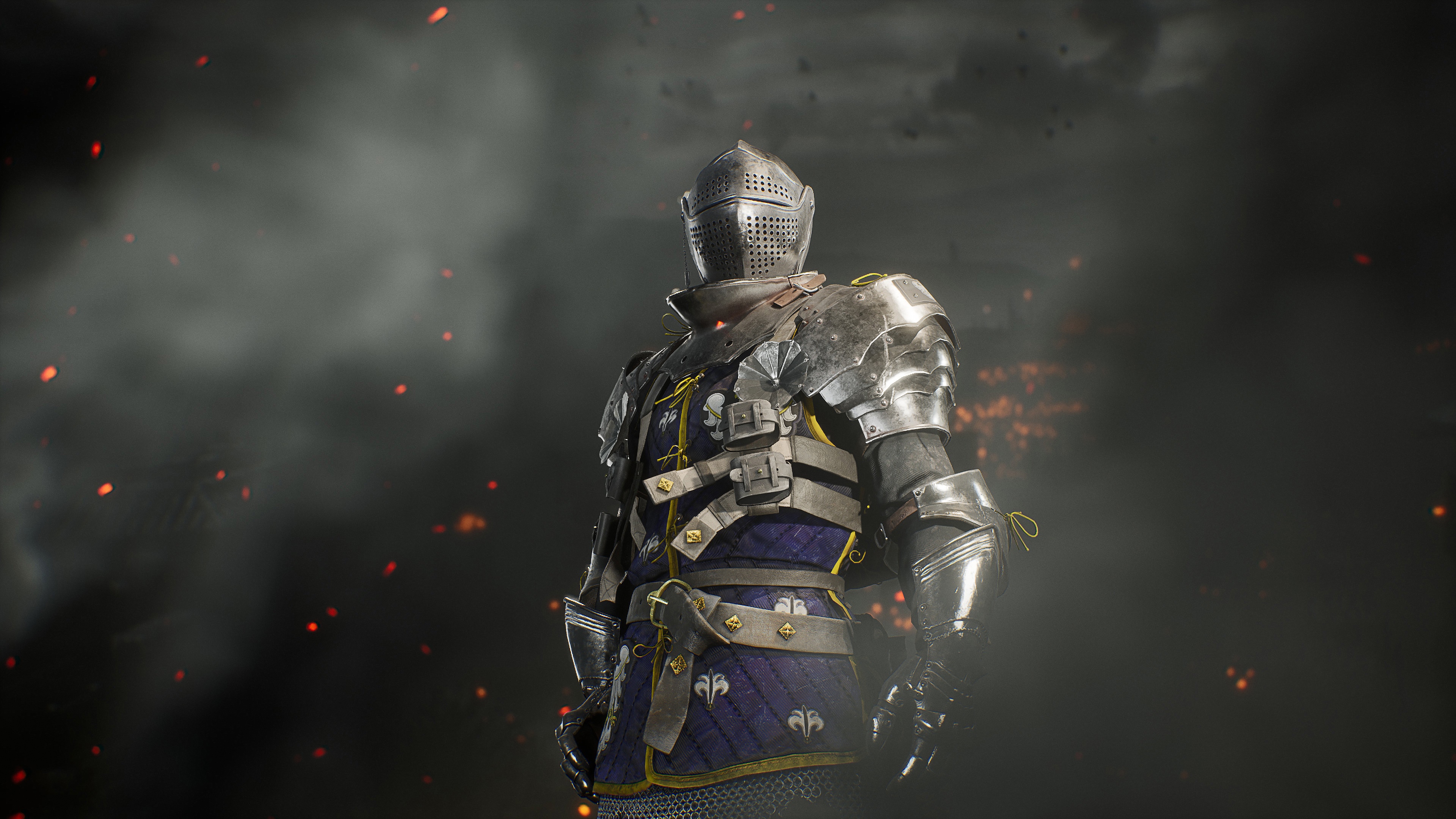 4K Warhaven Knight in Armor with Fire HD Wallpaper