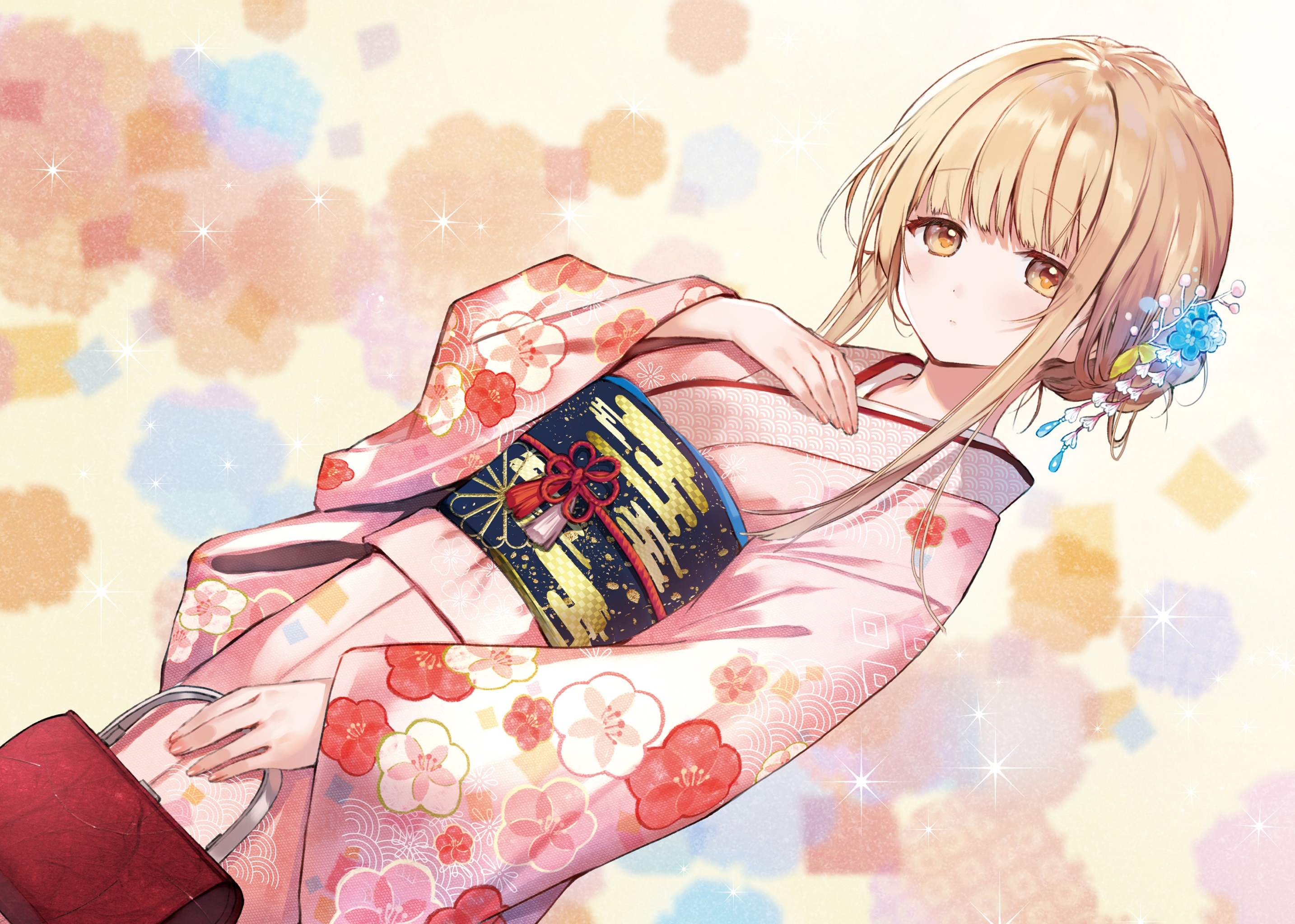 Shiina Mahiru in a Pink Kimono HD Wallpaper