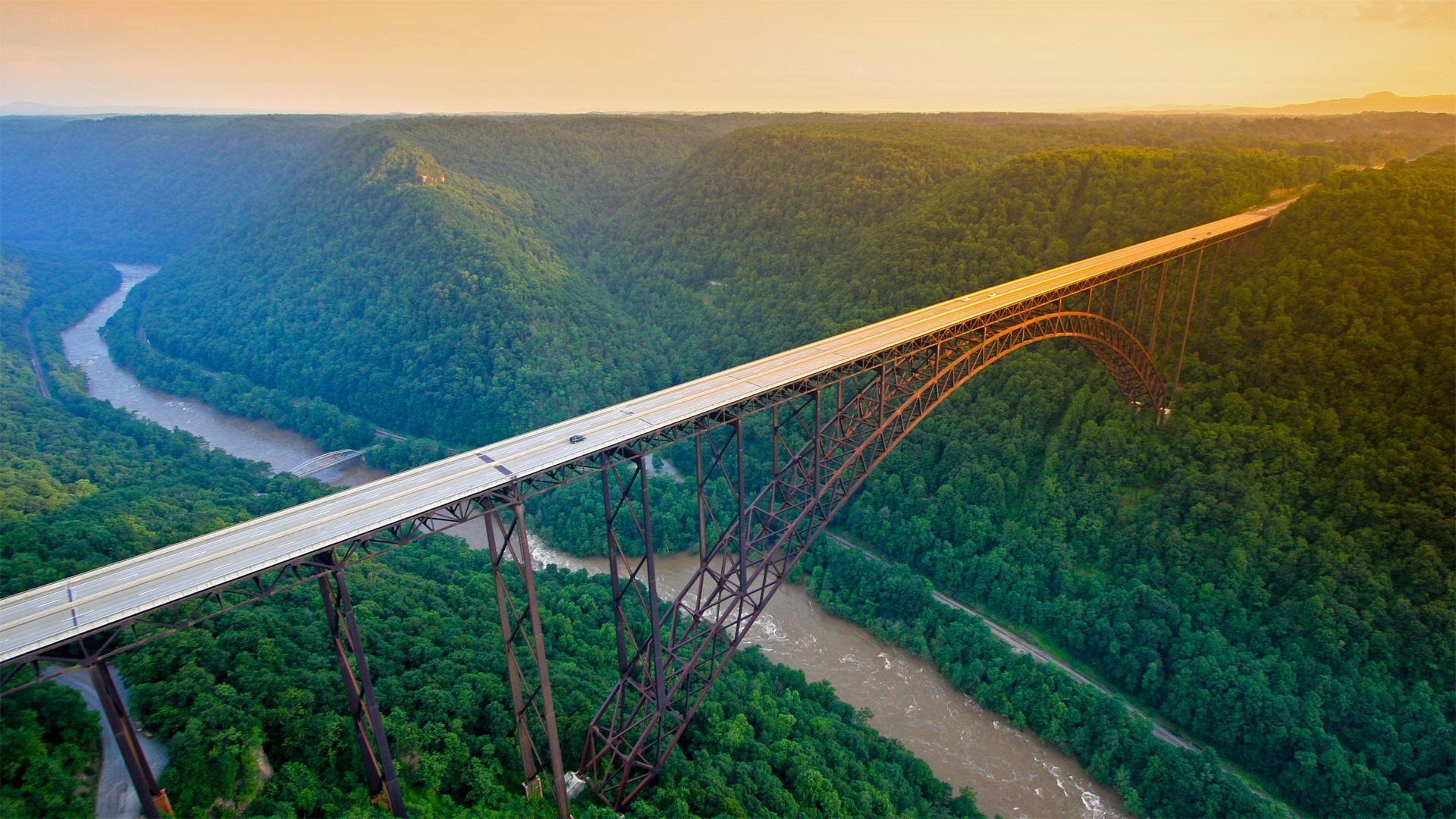 New River Gorge Bridge at Sunset HD Wallpaper
